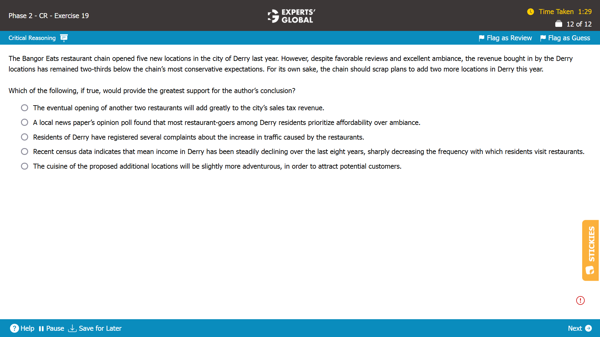 Strengthen the Argument Practice Question 1