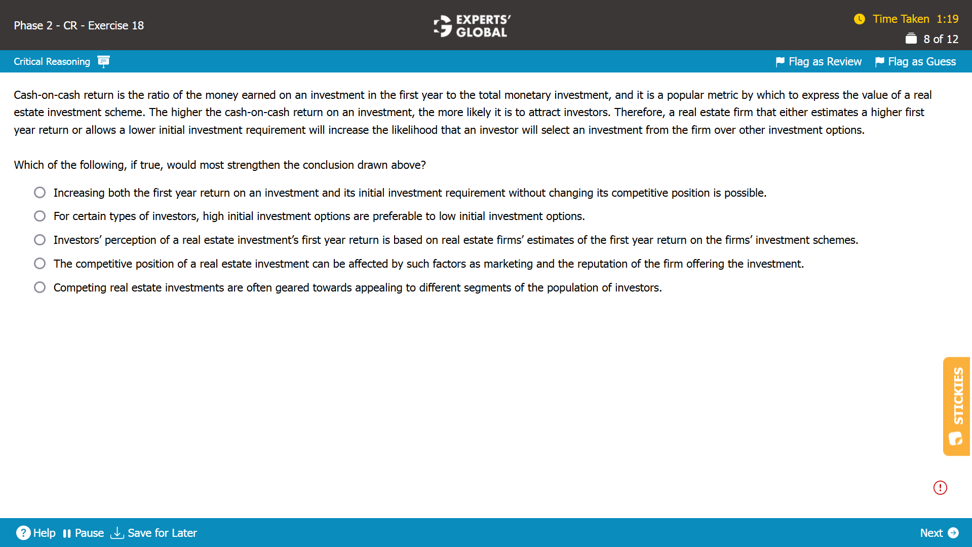 Strengthen the Argument Practice Question 2