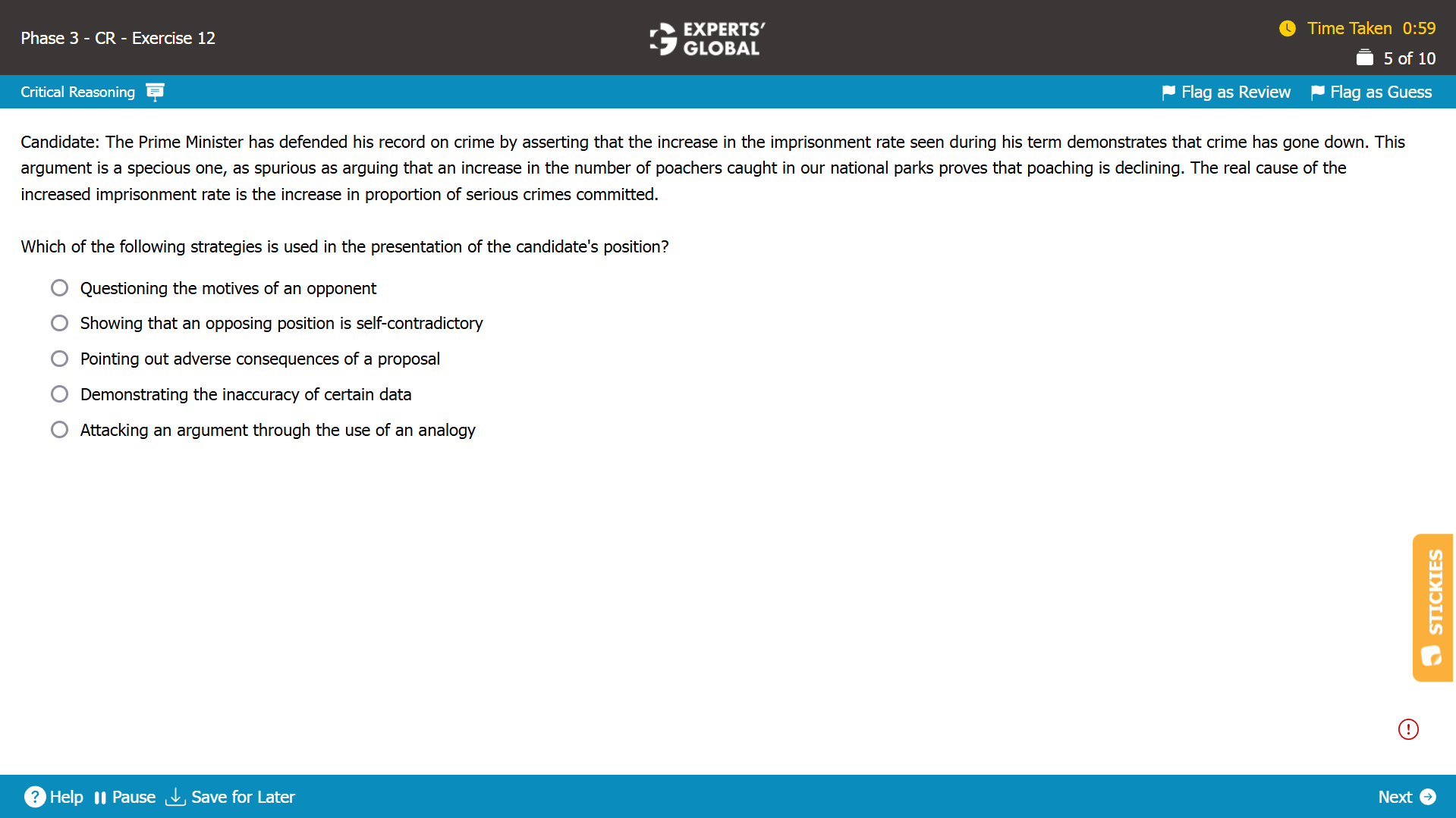 Method-of-Reasoning Practice Question on GMAT CR