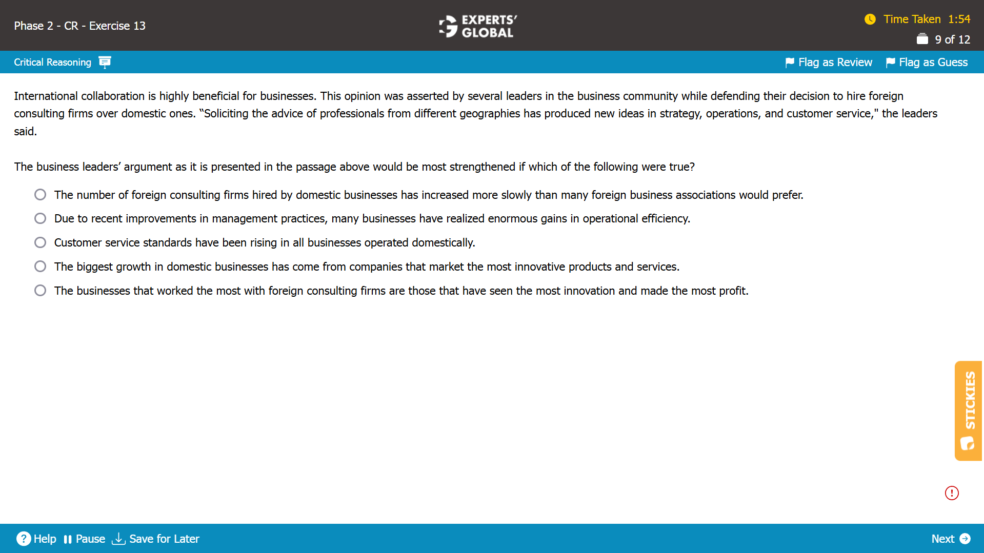 Strengthen the Argument Practice Question on GMAT CR
