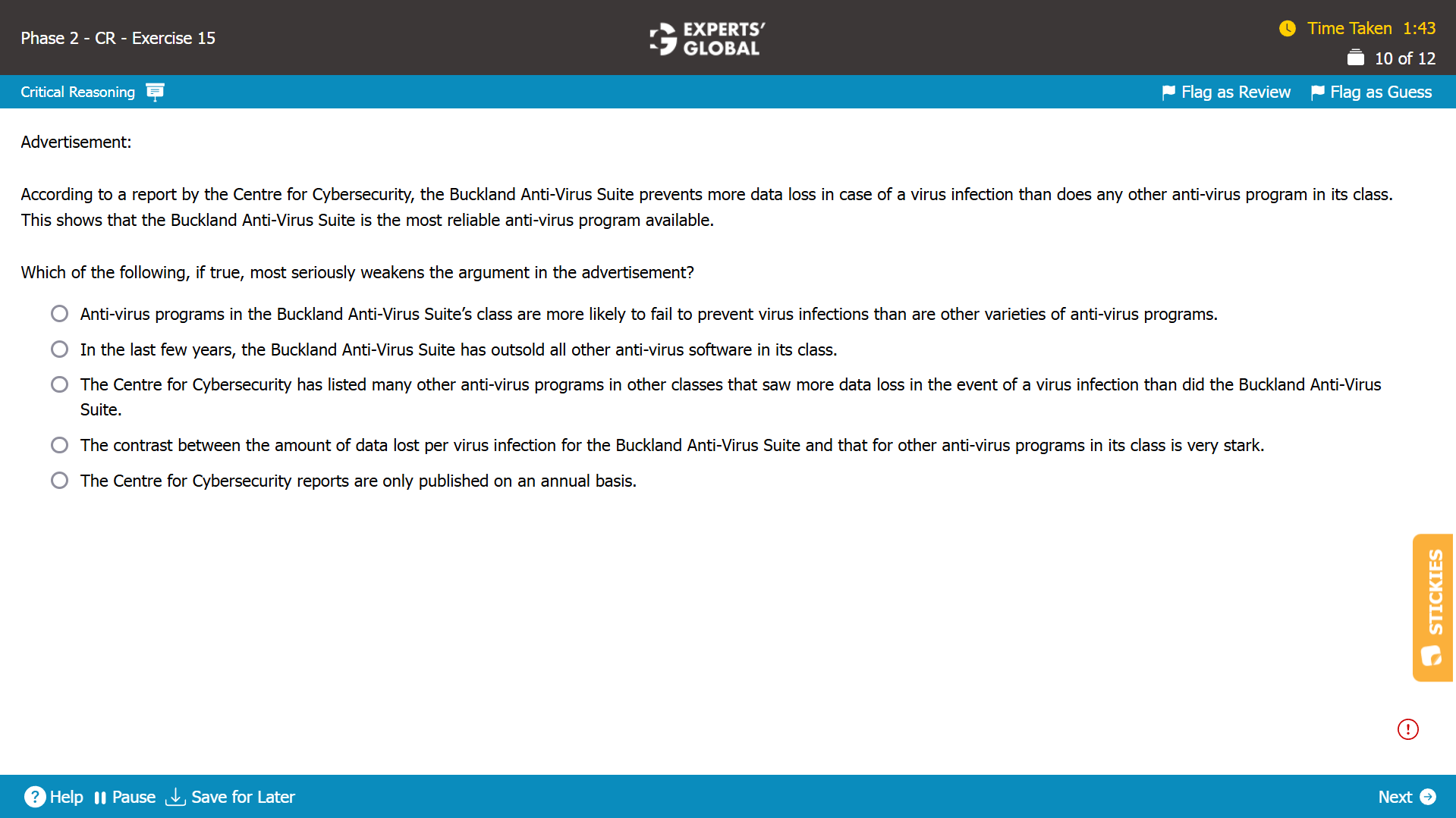 Weaken the Argument Practice Question on GMAT CR