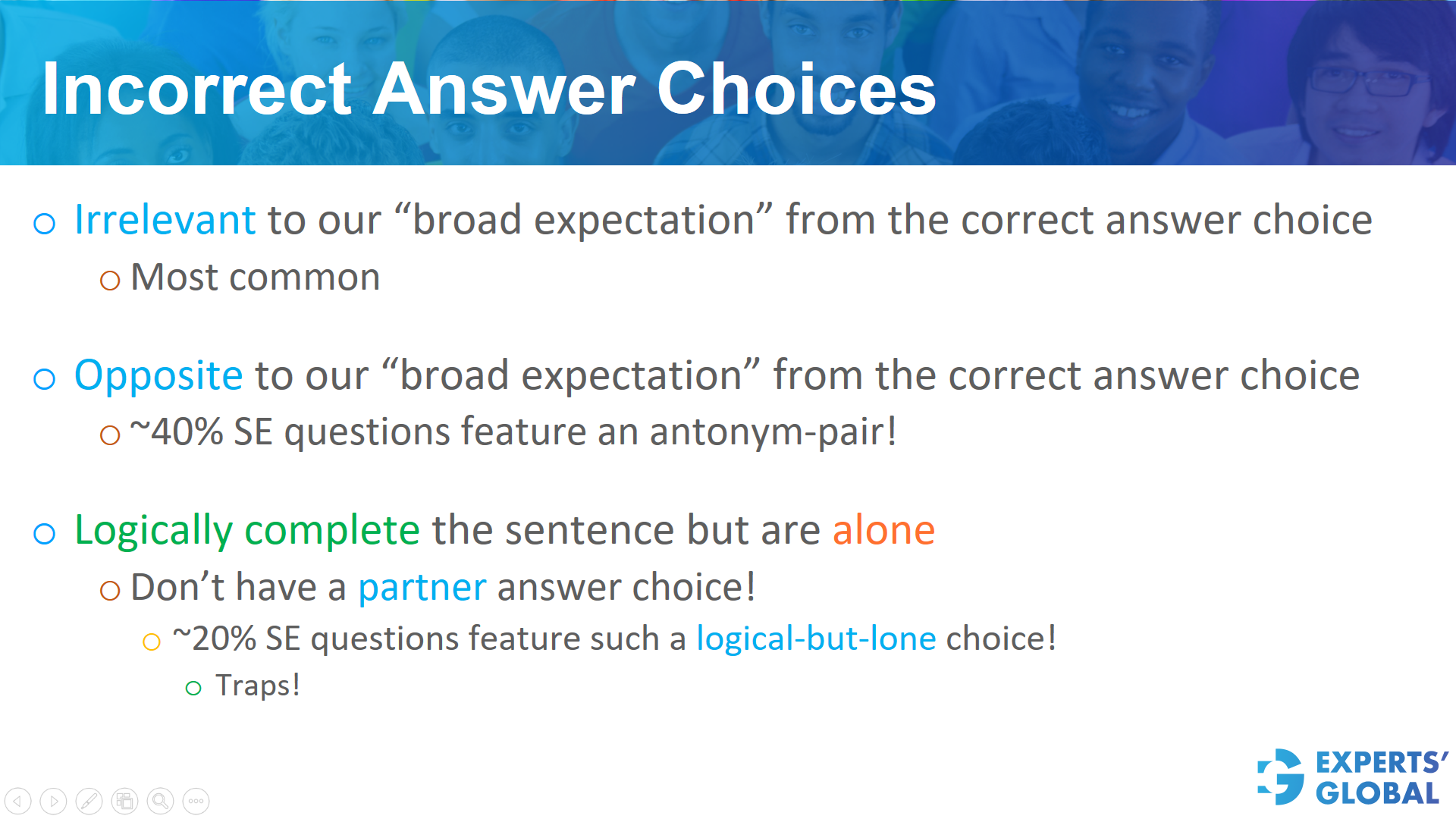 Incorrect GRE SE answer choices