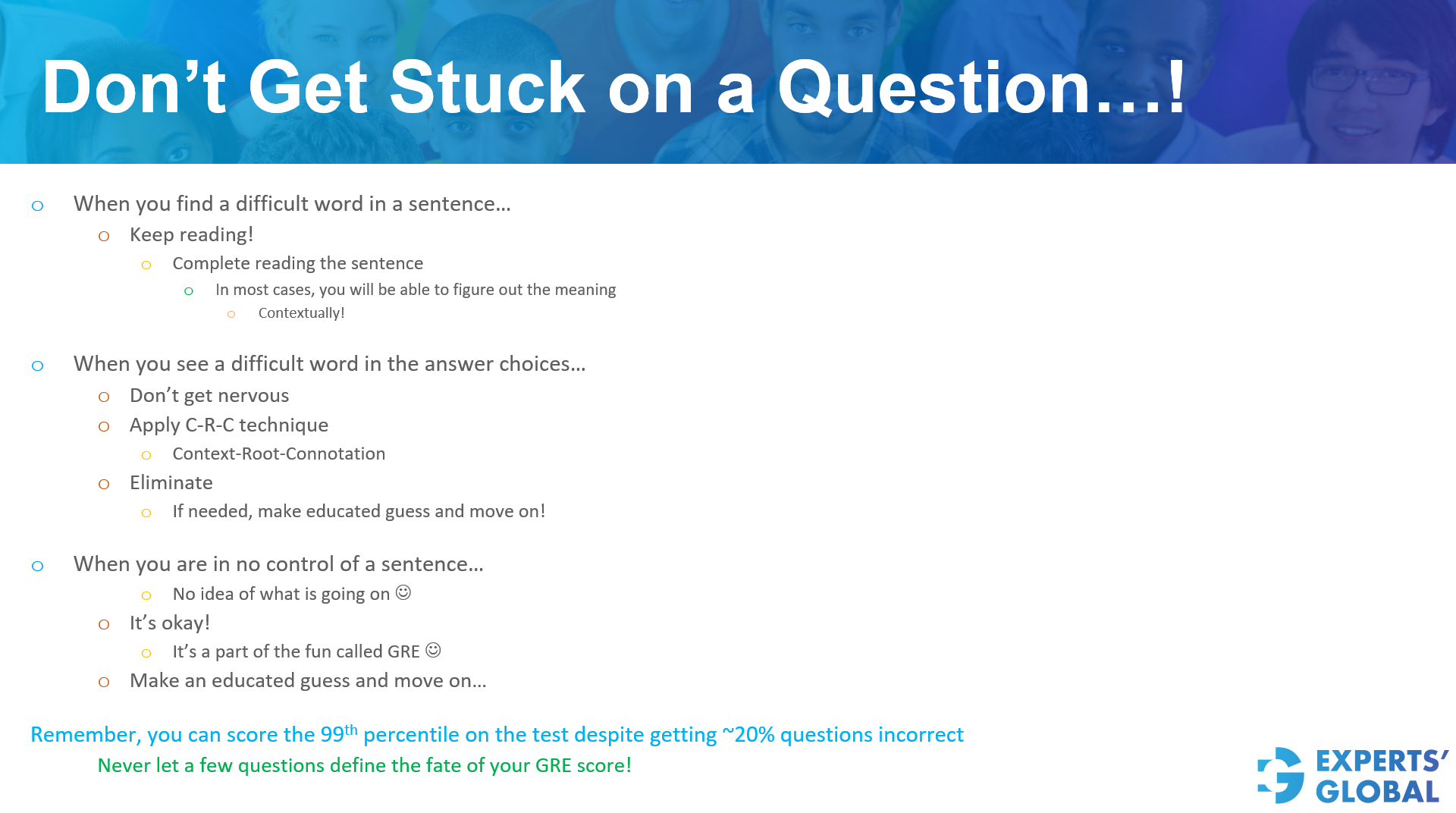 Don’t get stuck on a question in GRE SE