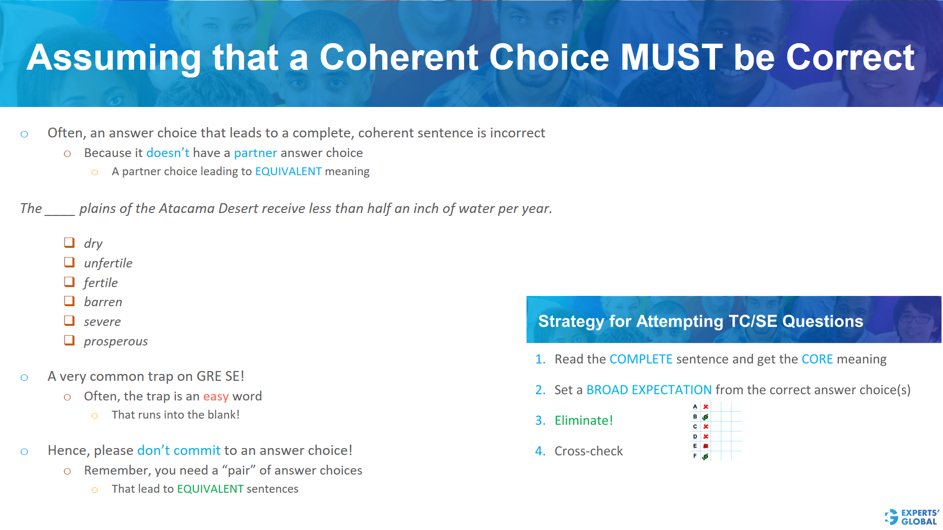 Assuming that a coherent choice must be correct on GRE SE