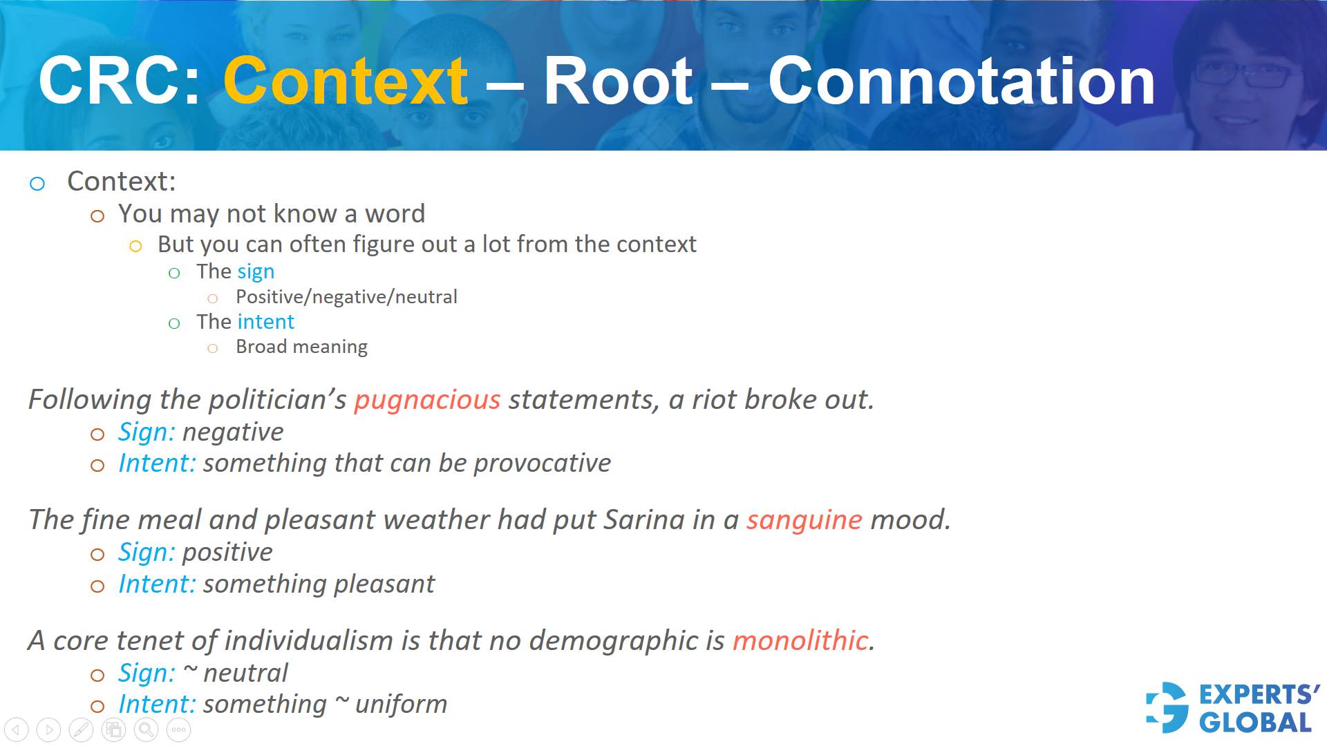 CRC: Context-Root-Connotation on GRE SE