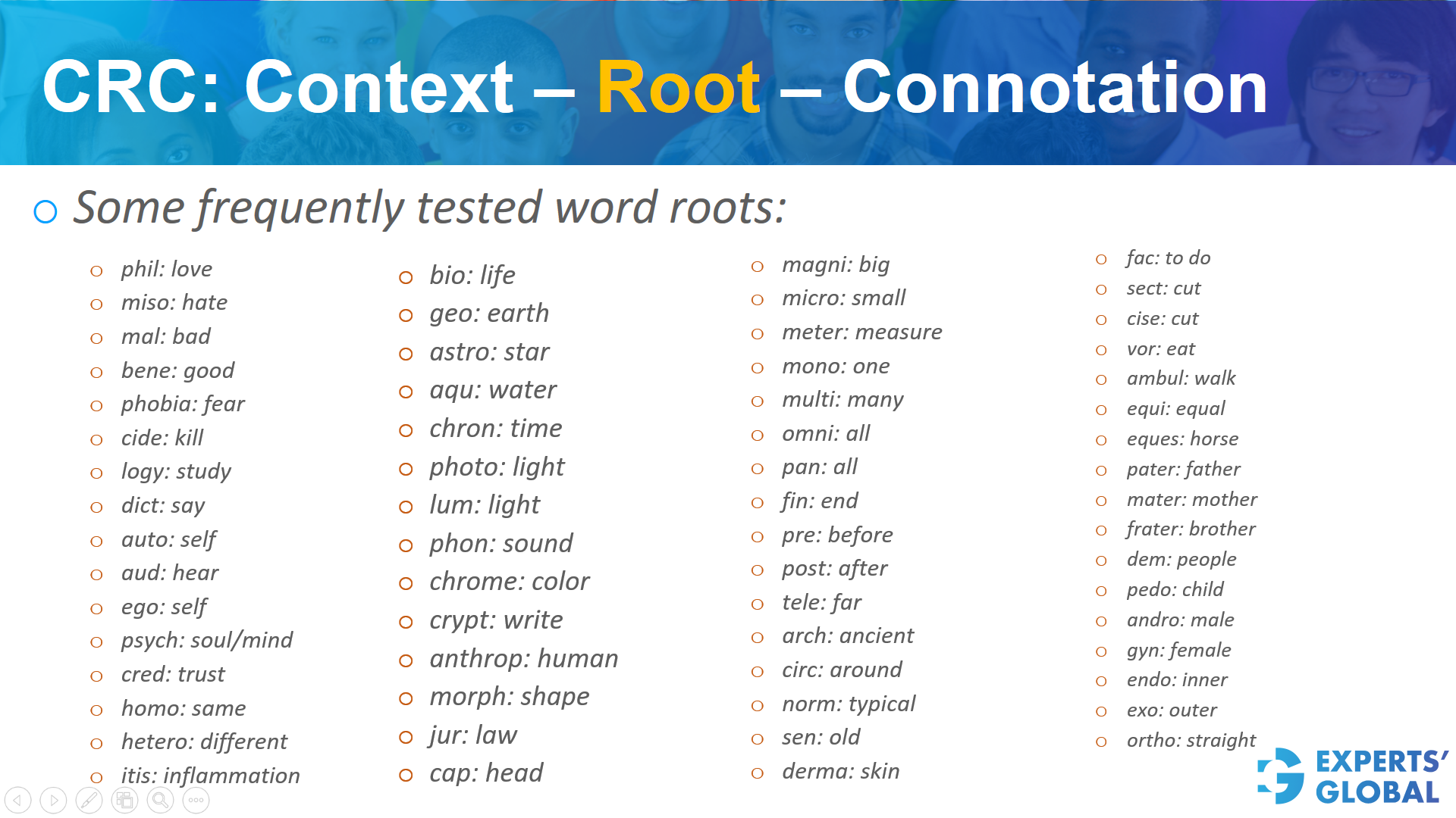 CRC: Context-Root-Connotation on GRE SE