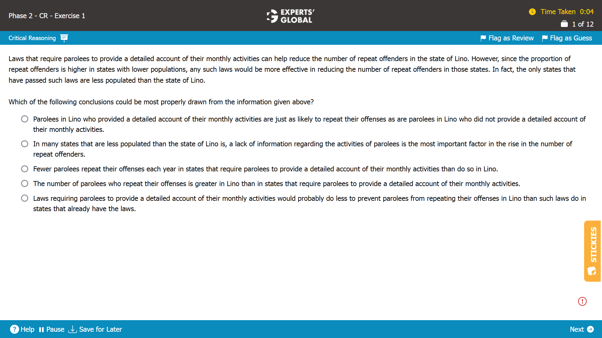 GMAT-Style Main Conclusion Practice Question 1