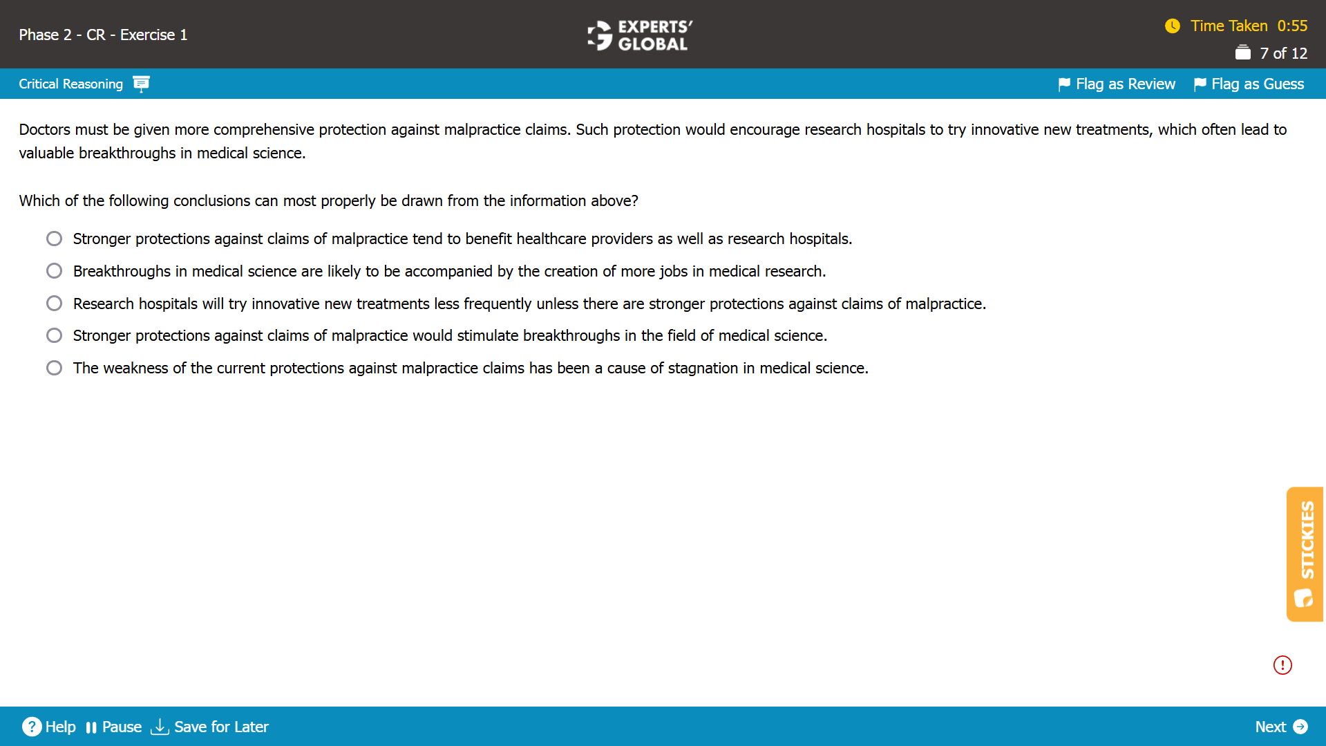 GMAT-Style Main Conclusion Practice Question 2
