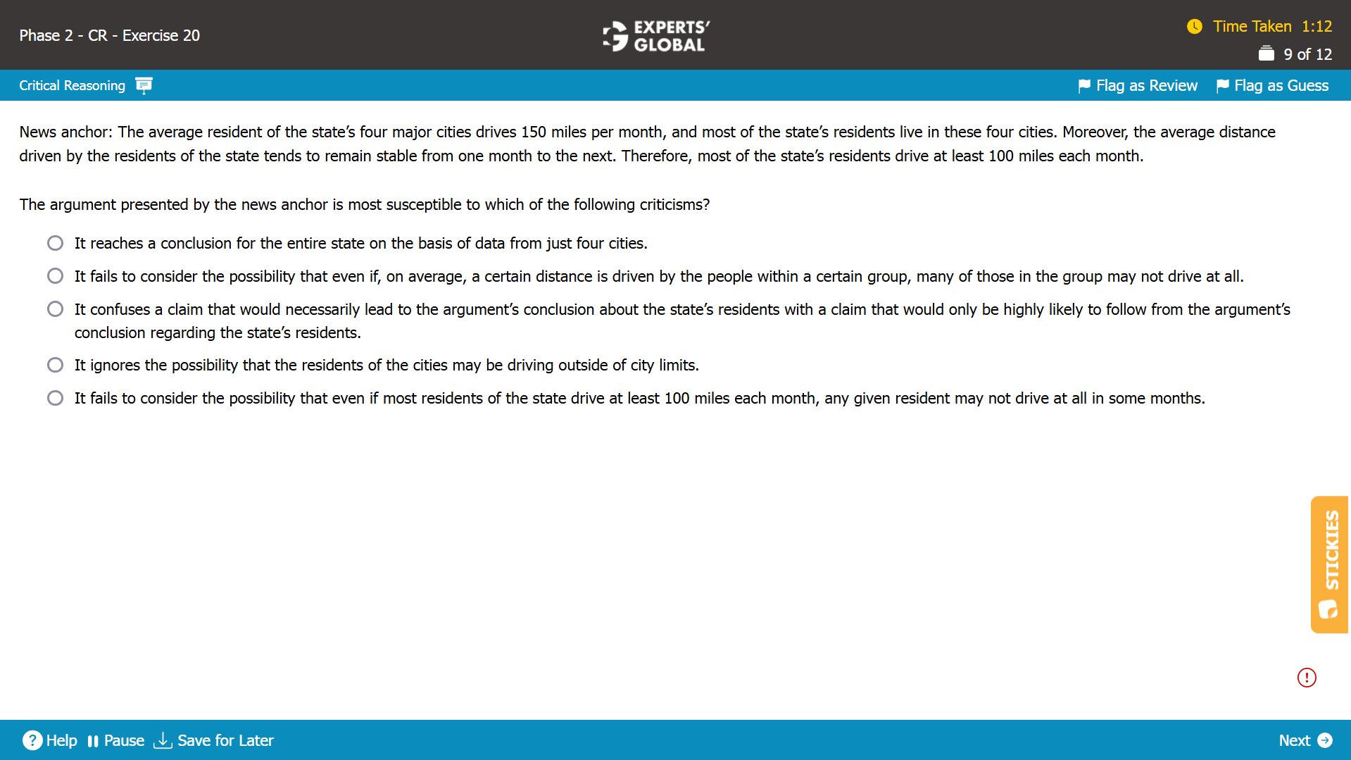 GMAT-Style Logical Fallacy Practice Question 3