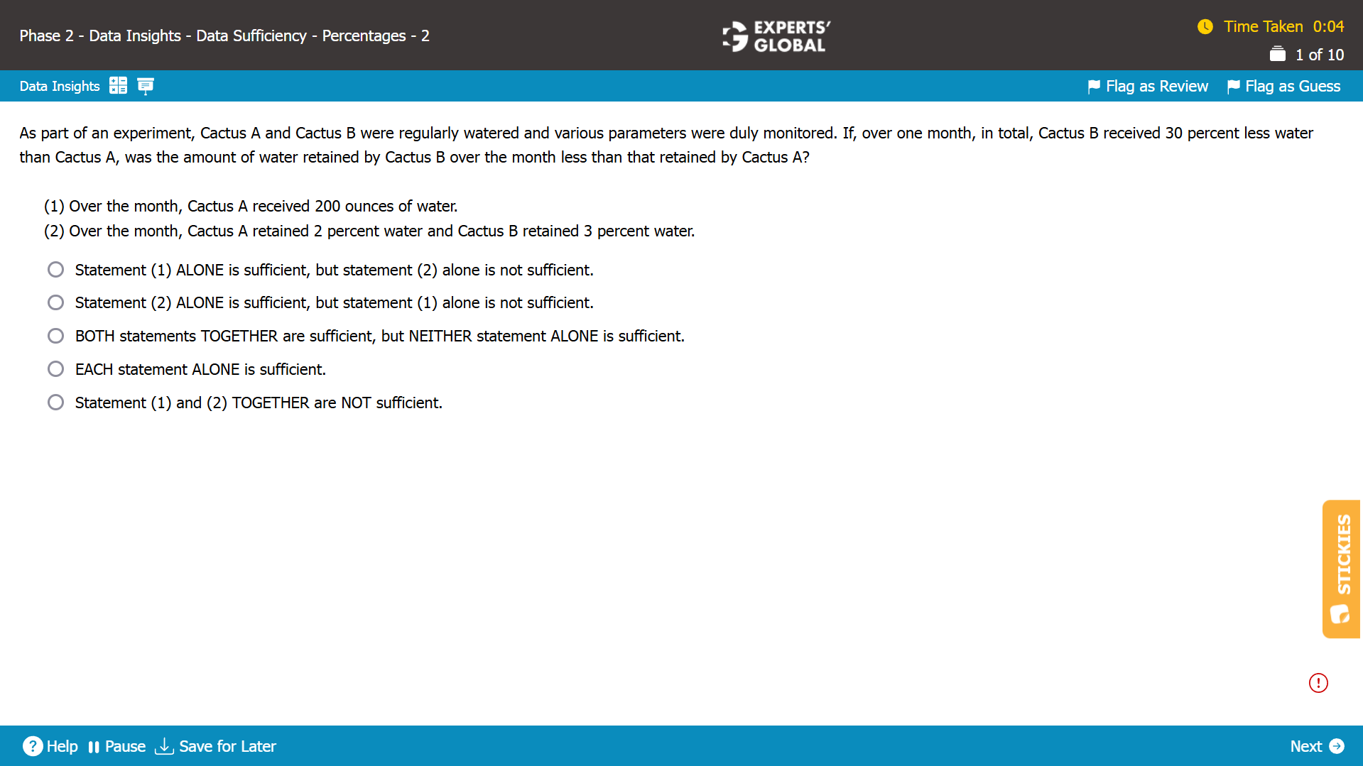 GMAT-Style Percentage-Mixtures-Alligation Practice Question 8
