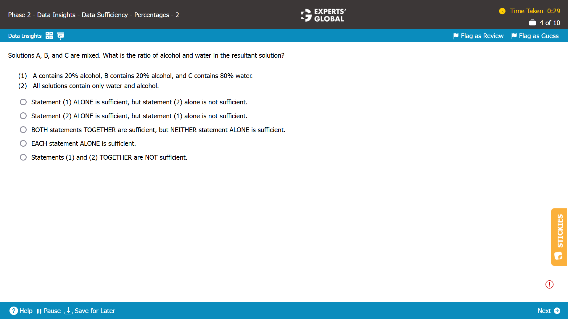 GMAT-Style Percentage-Mixtures-Alligation Practice Question 9