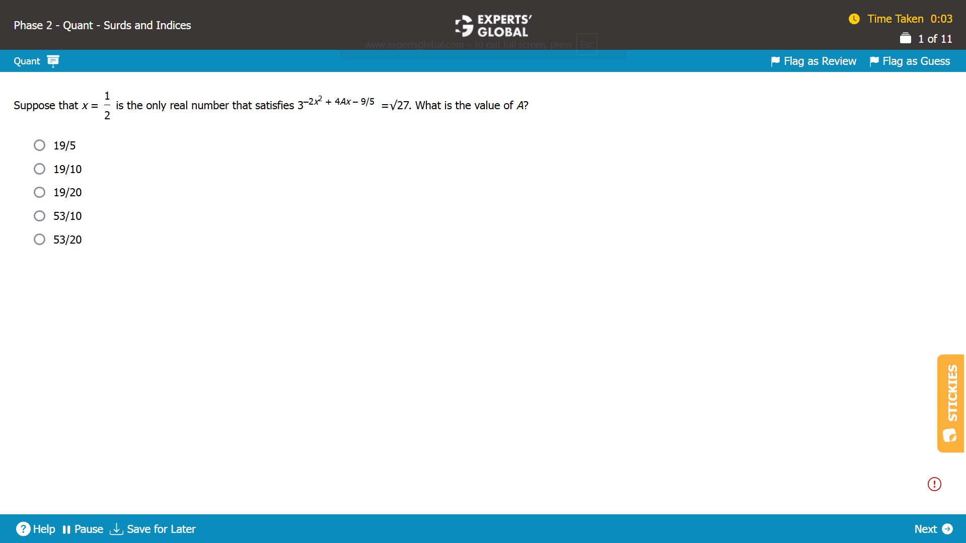 GMAT Roots and Exponents Practice Question 2