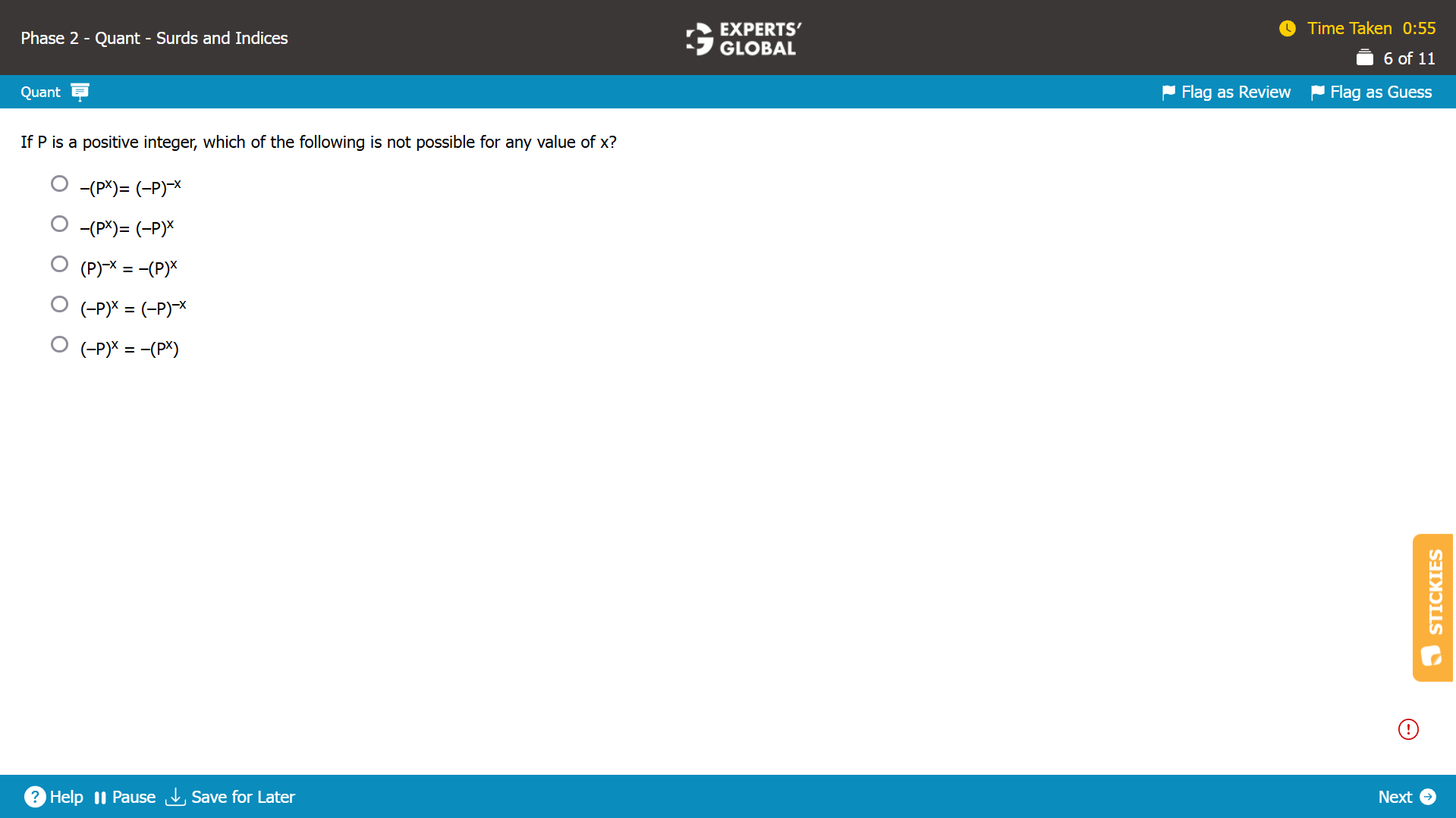 GMAT Roots and Exponents Practice Question 6