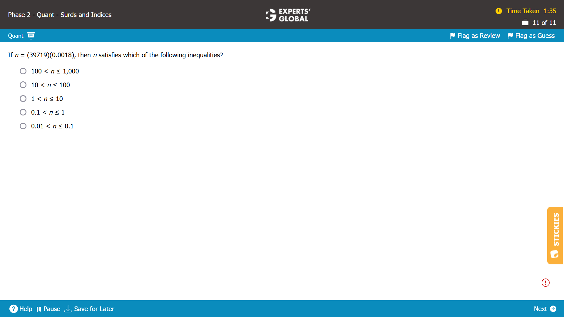 GMAT Roots and Exponents Practice Question 8