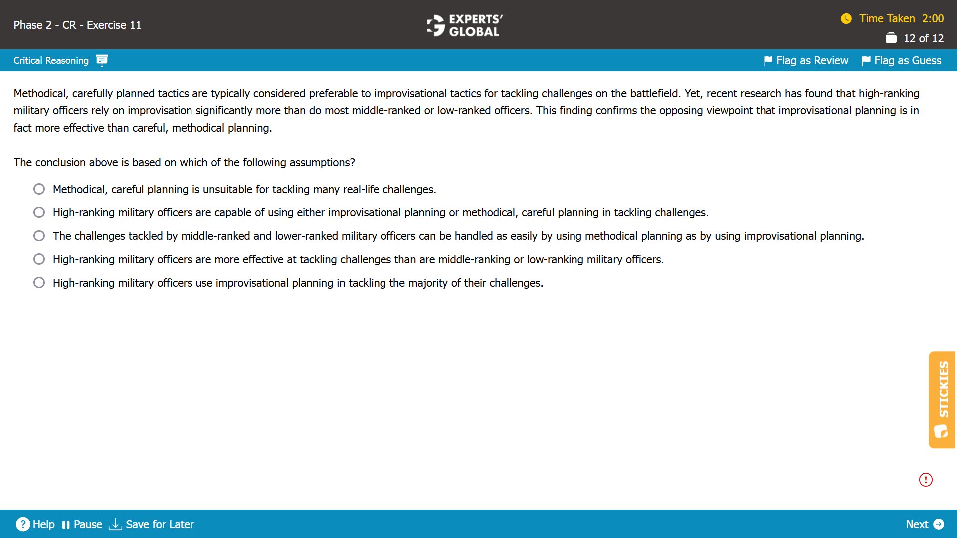 Assumption Practice Question on GMAT