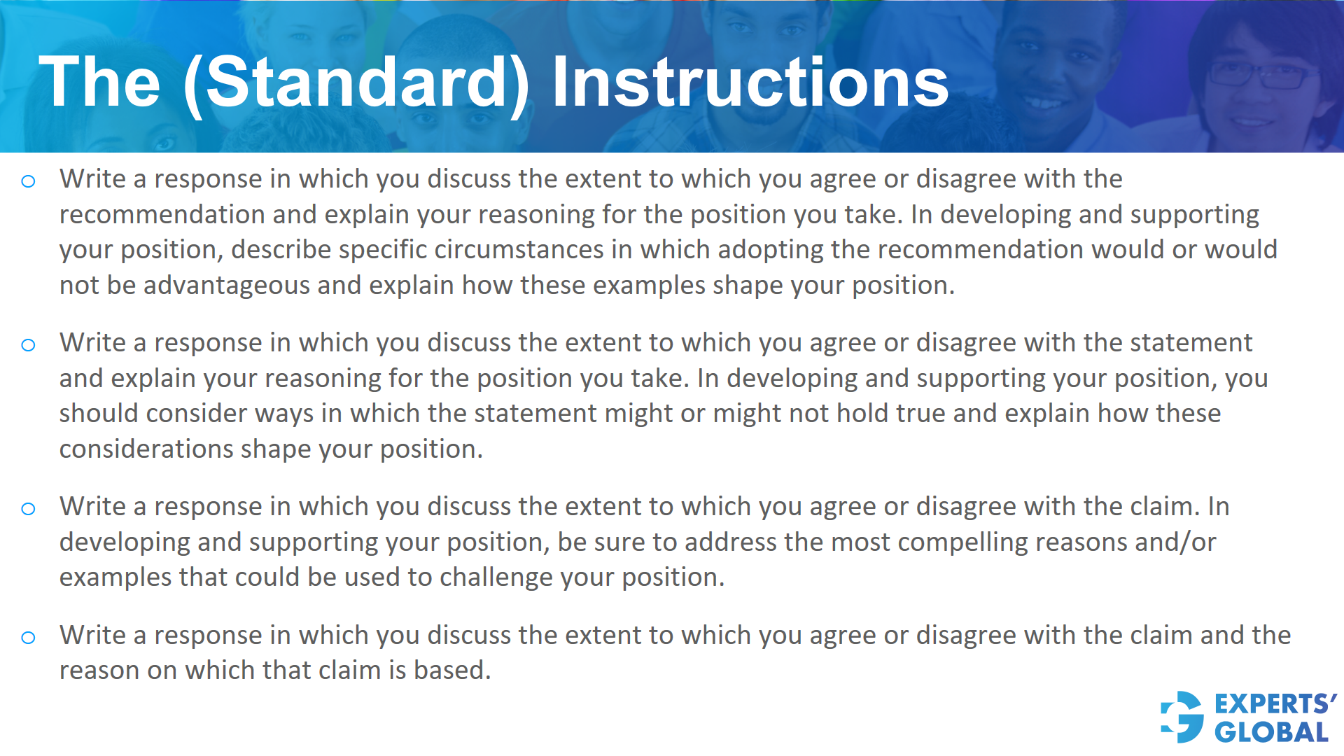 The (standard) instructions for GRE AW