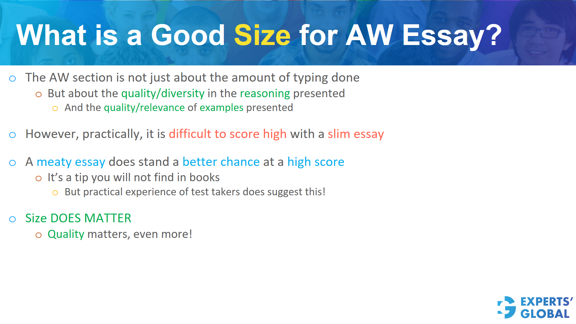  What is a good size for GRE AW essay?