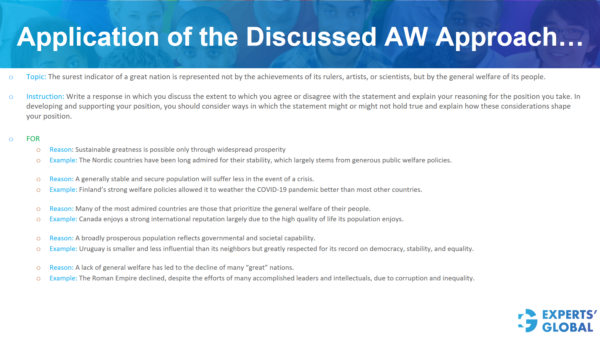 Application of the discussed GRE AW approach