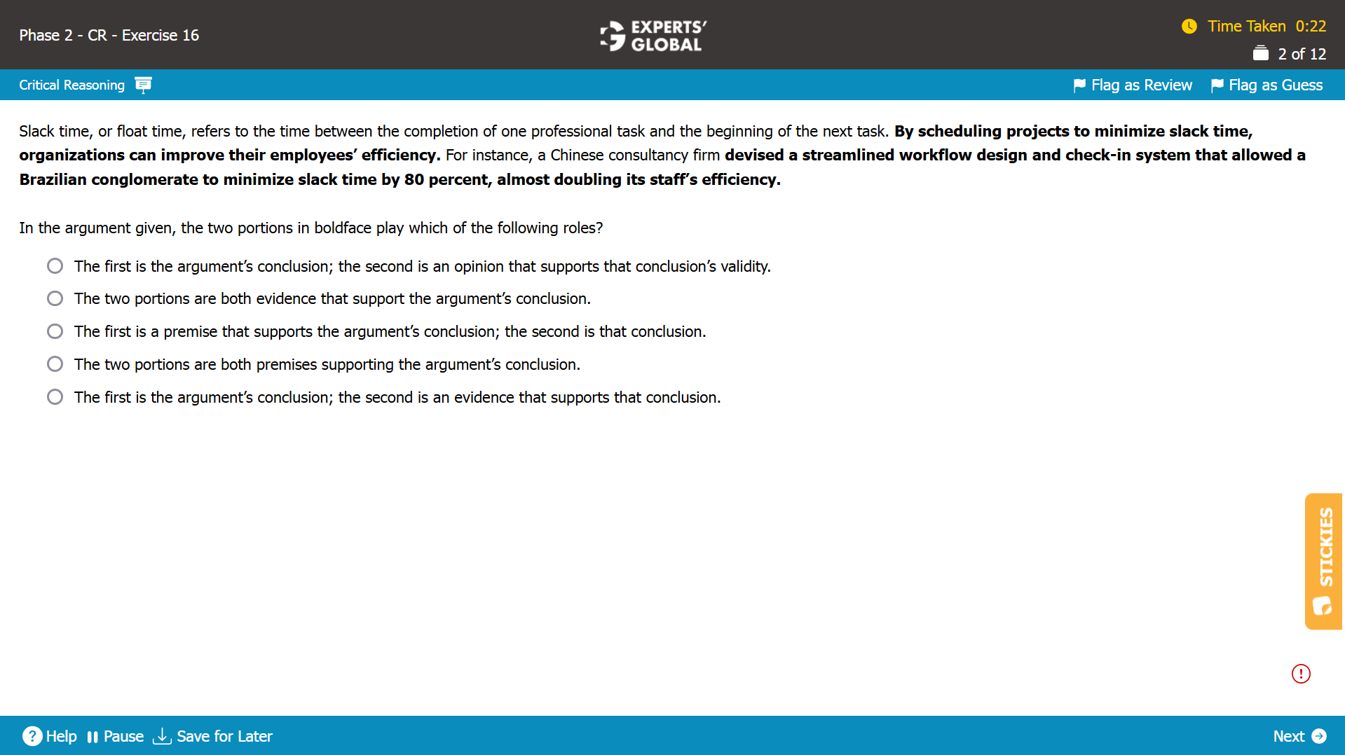 GMAT CR Boldface Practice Question