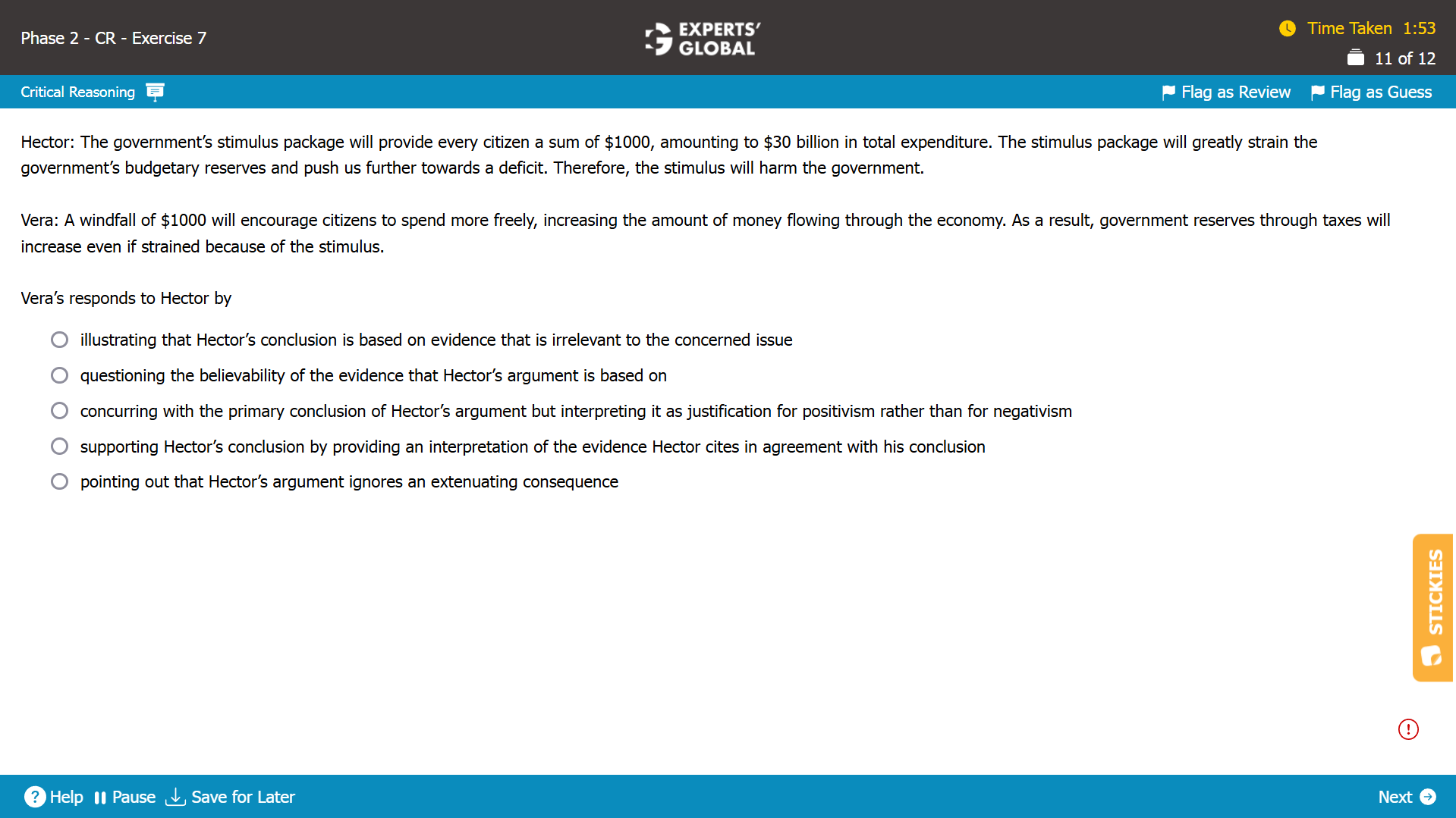 GMAT CR Dialogue Practice Question