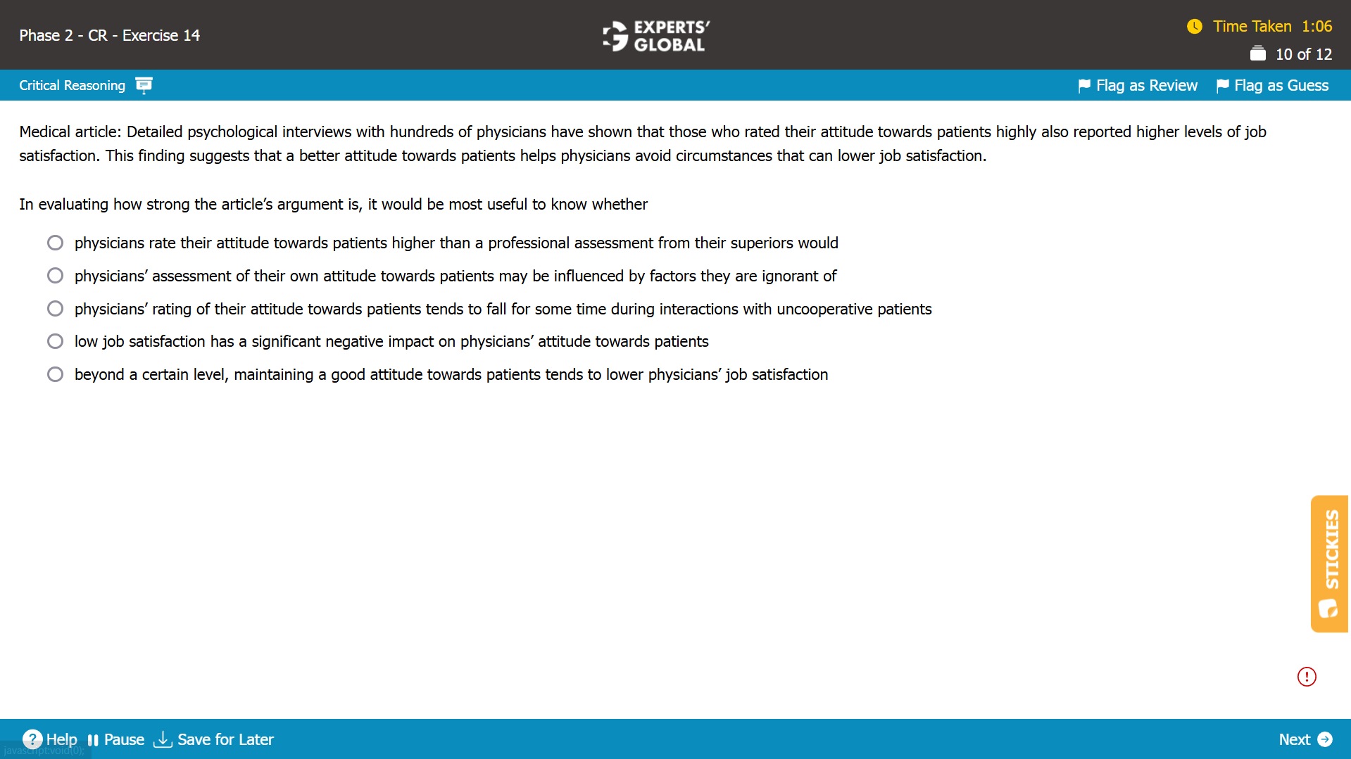 GMAT CR Evaluate the Argument Practice Question