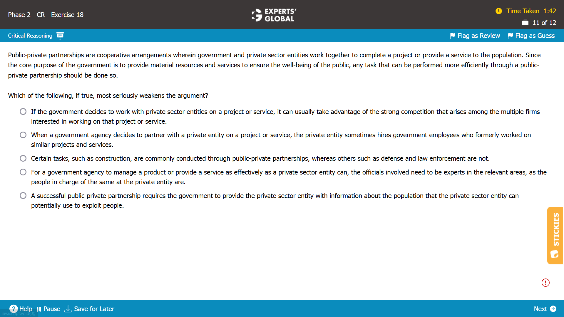 GMAT CR Weaken the Argument Practice Question
