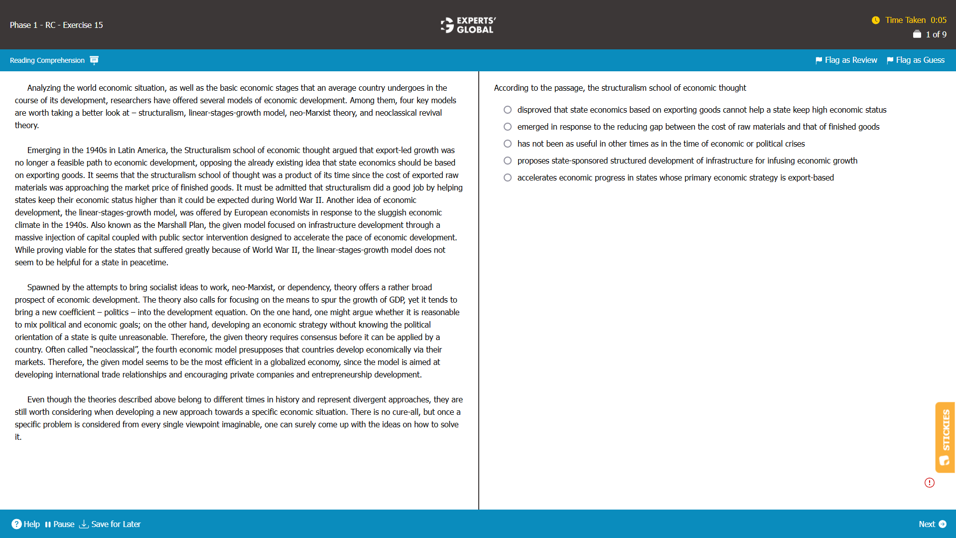 GMAT RC Practice Question 1