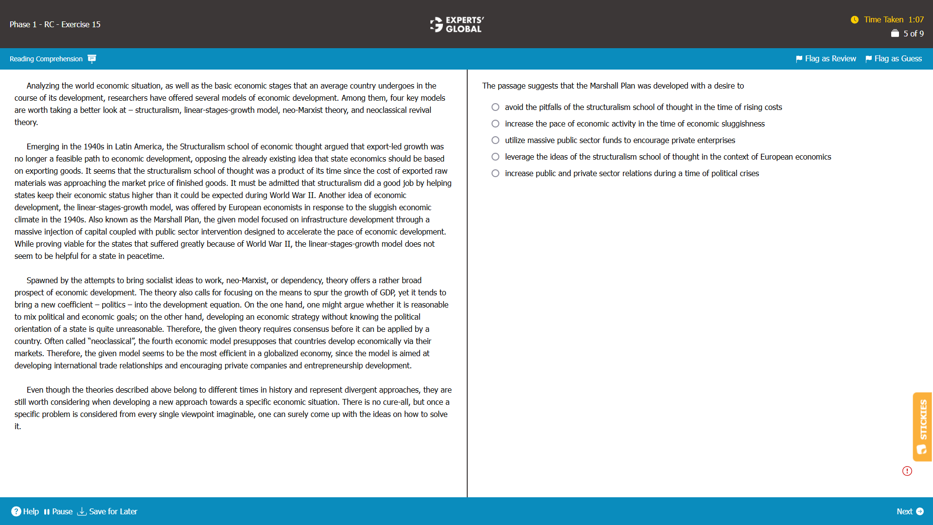 GMAT RC Practice Question 5