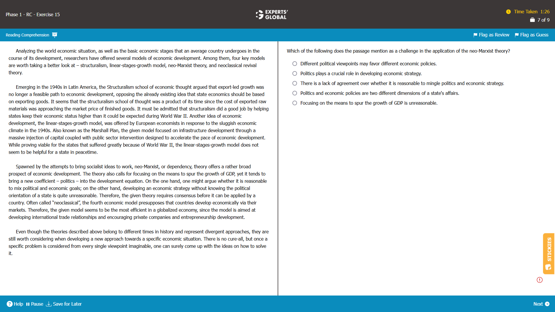 GMAT RC Practice Question 7