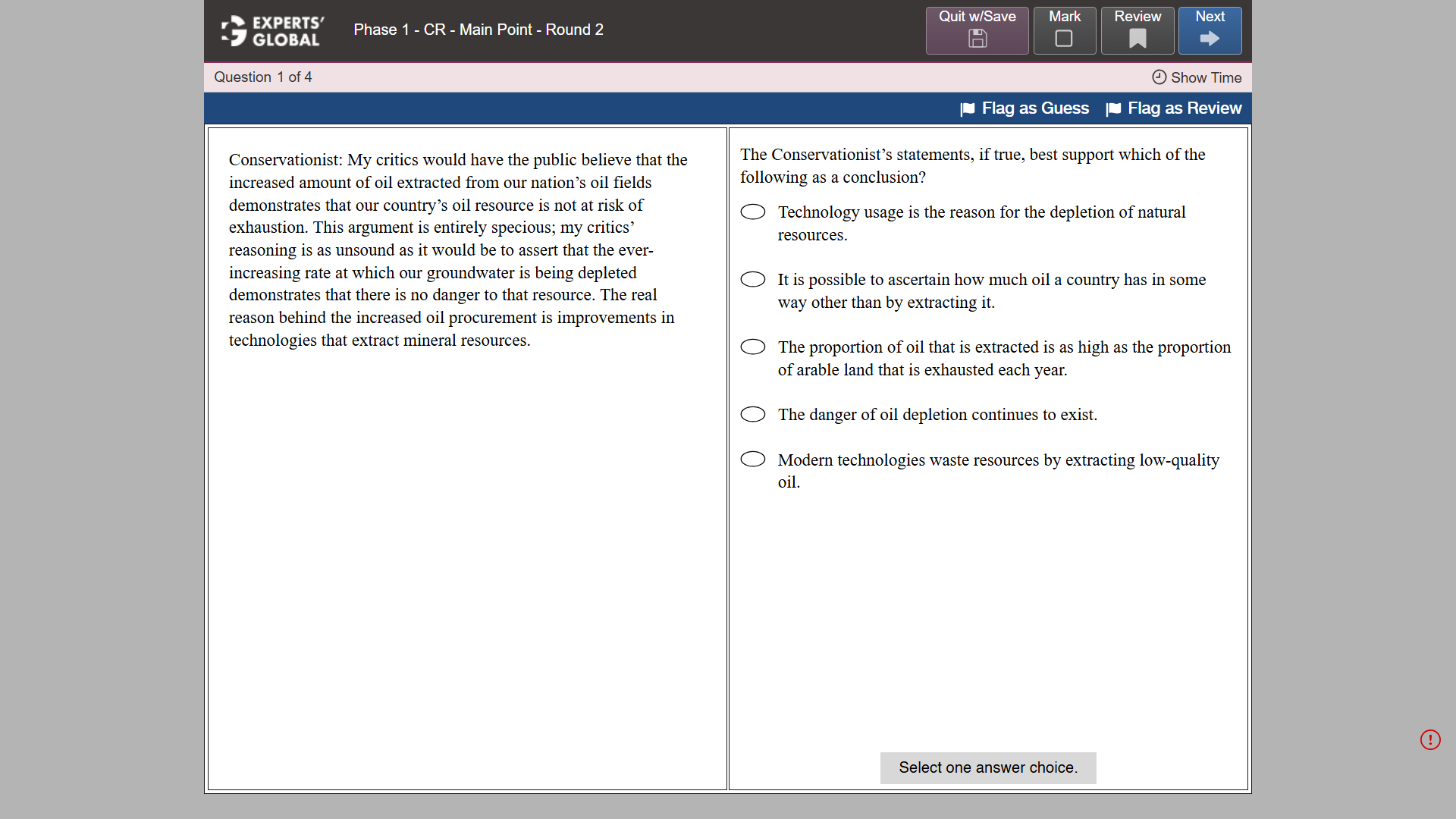 GRE Critical Reasoning sample question 10