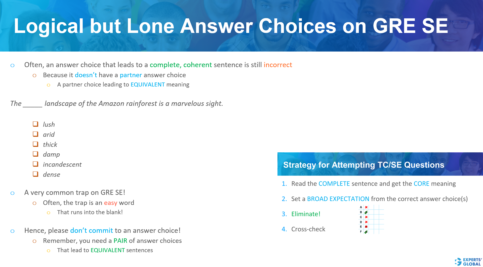Logical but lone answer choices on GRE SE