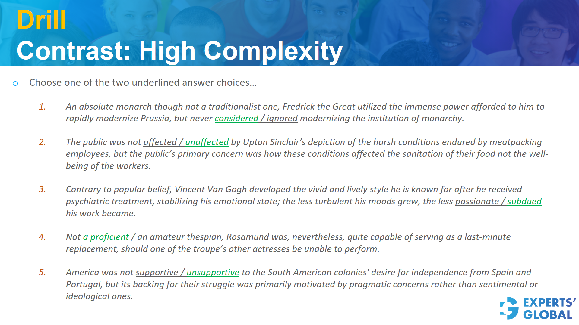 Drill contrast: High complexity on GRE SE