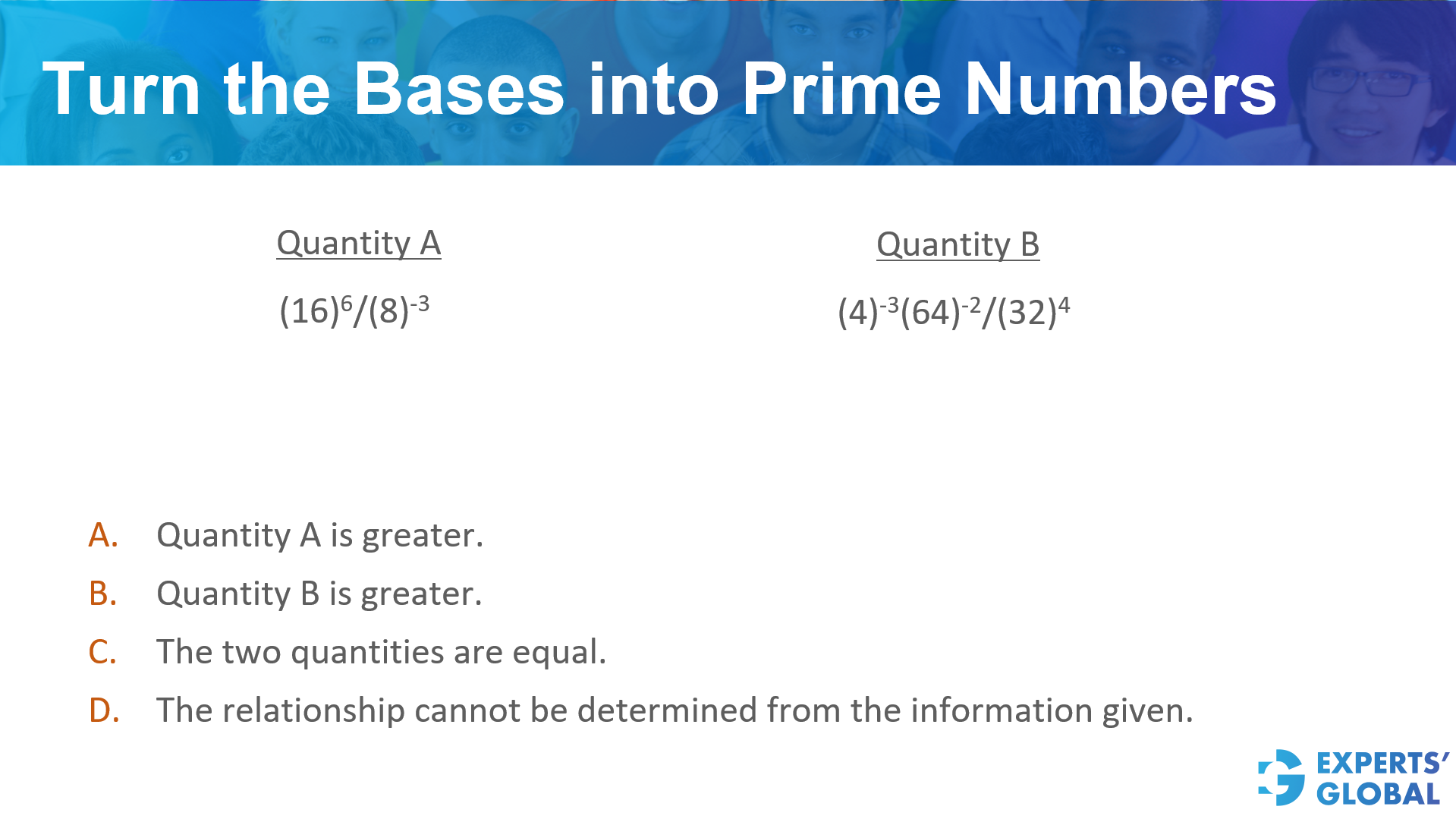 Turn the bases into prime numbers on GRE Quants