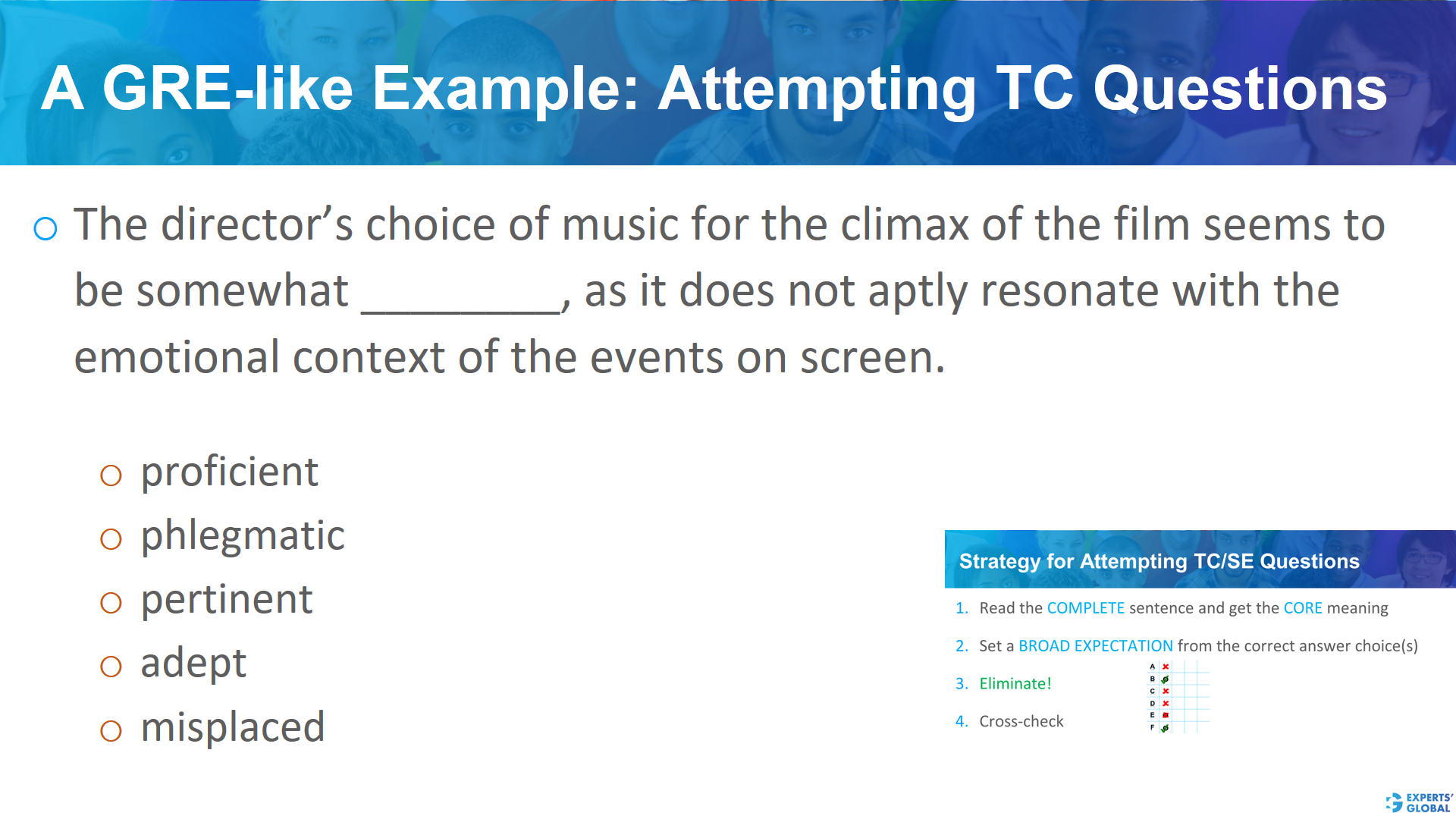 A GRE- like example: attempting TC questions