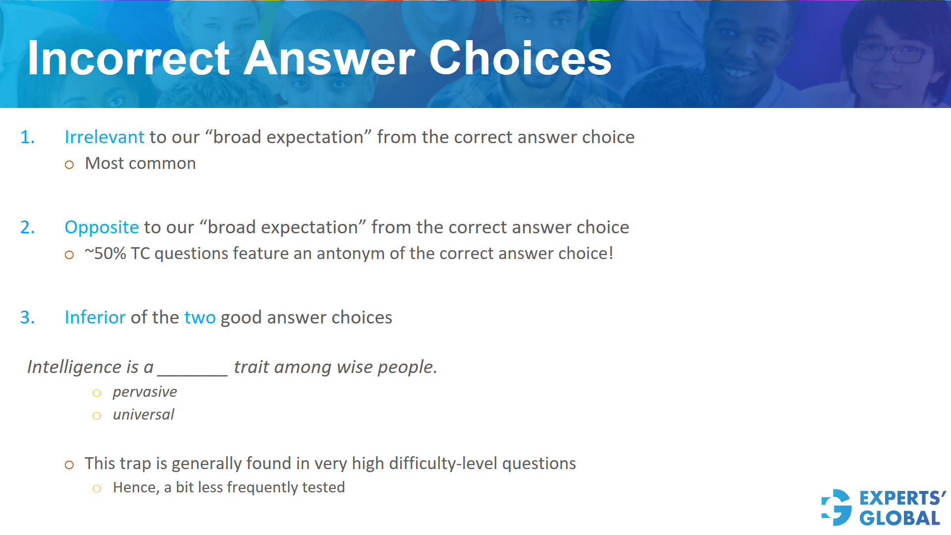 Incorrect answer choices on GRE