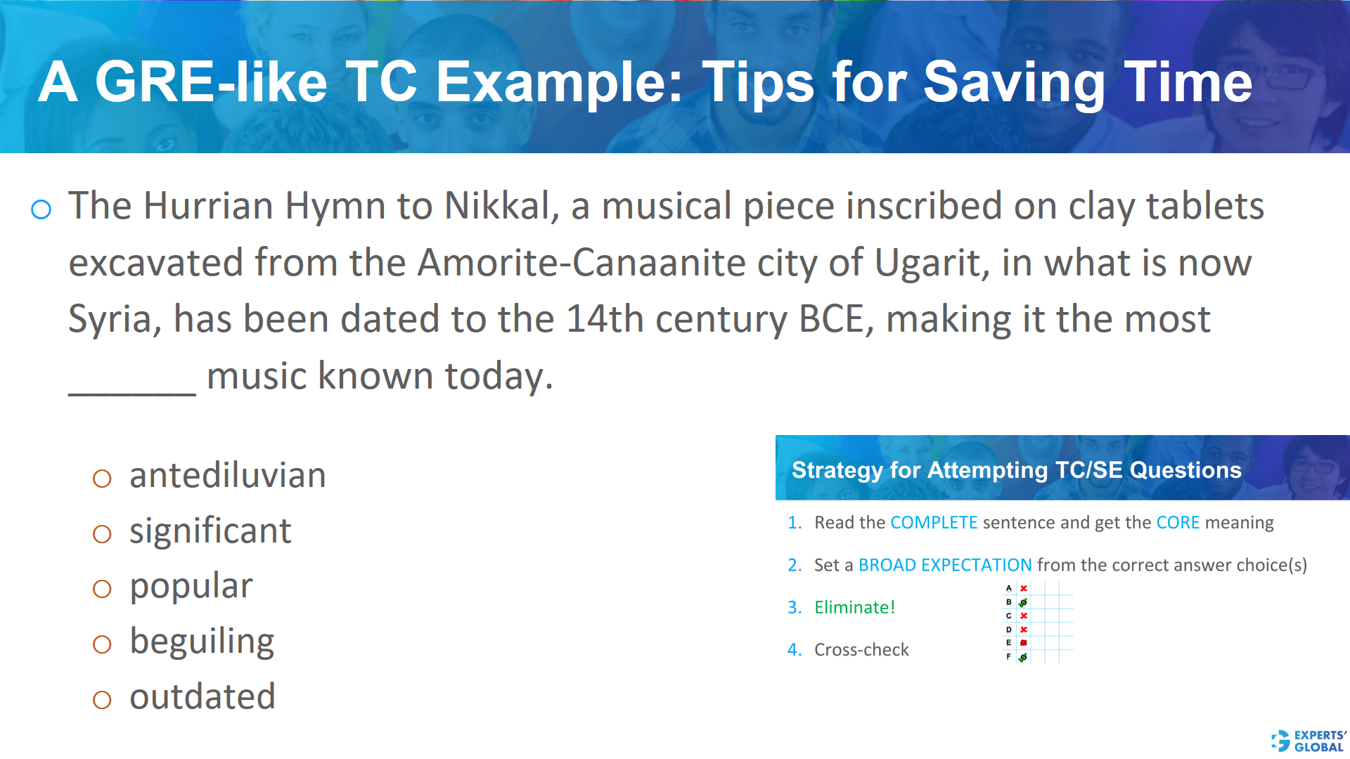A GRE – like TC example: tips for saving time
