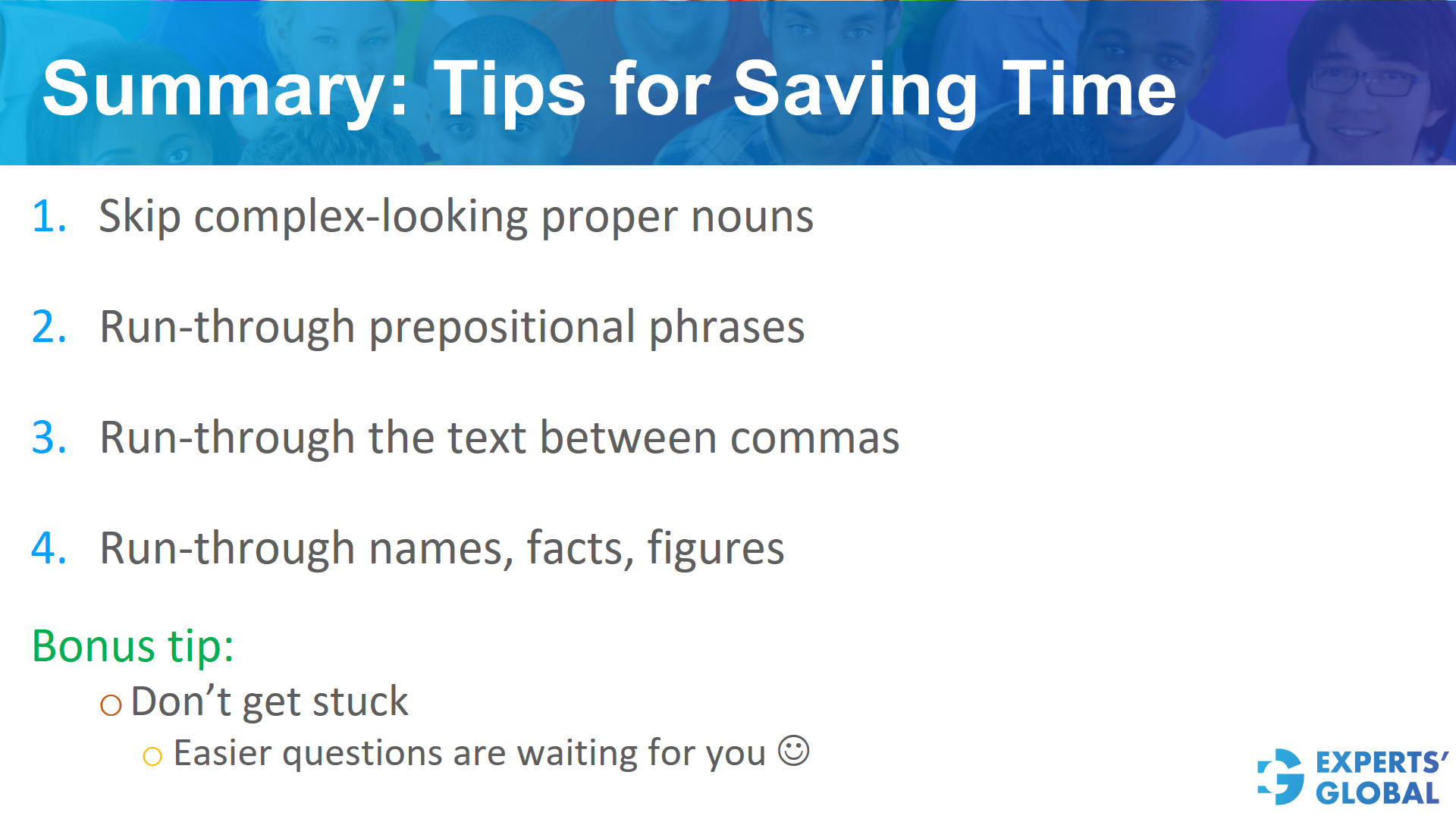 Summary: tips for saving time on GRE text completion