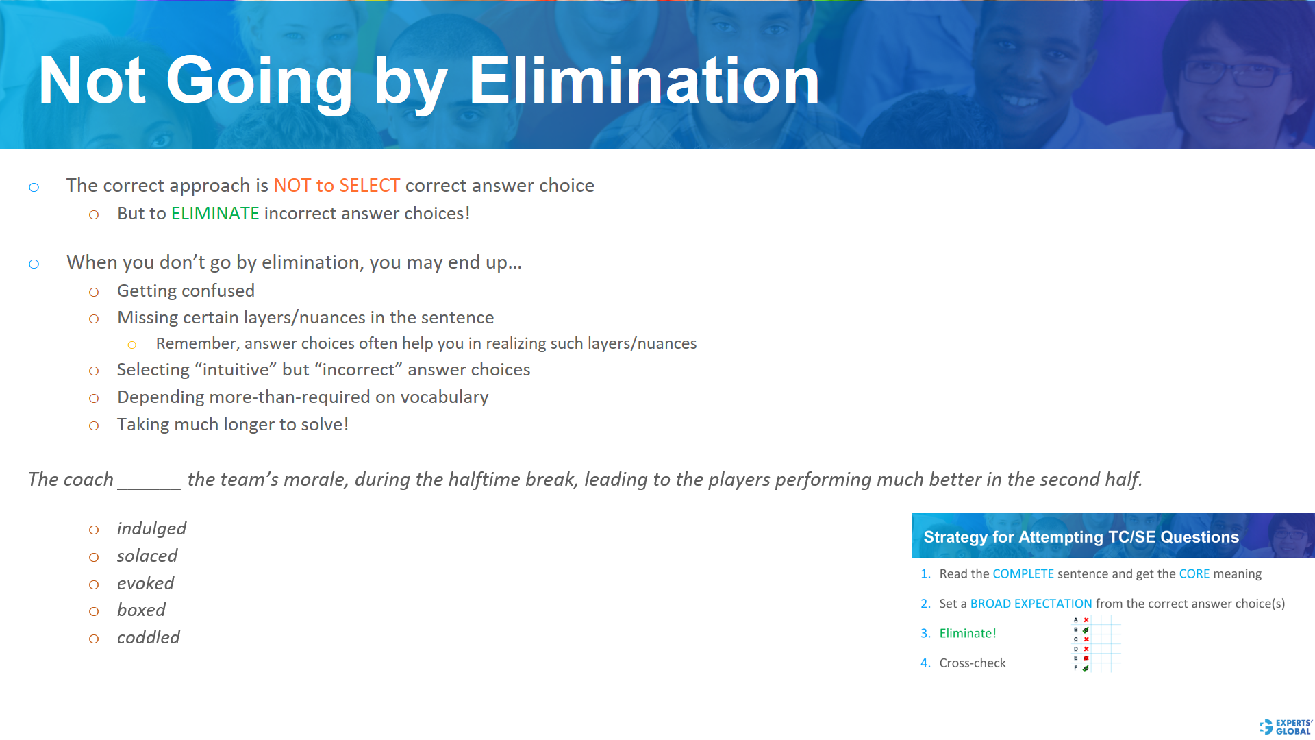 Not going by elimination In GRE