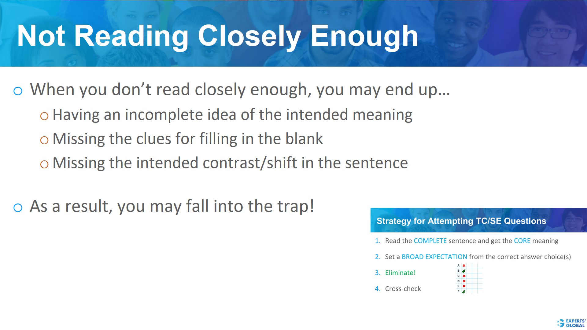 Not reading closely enough in GRE