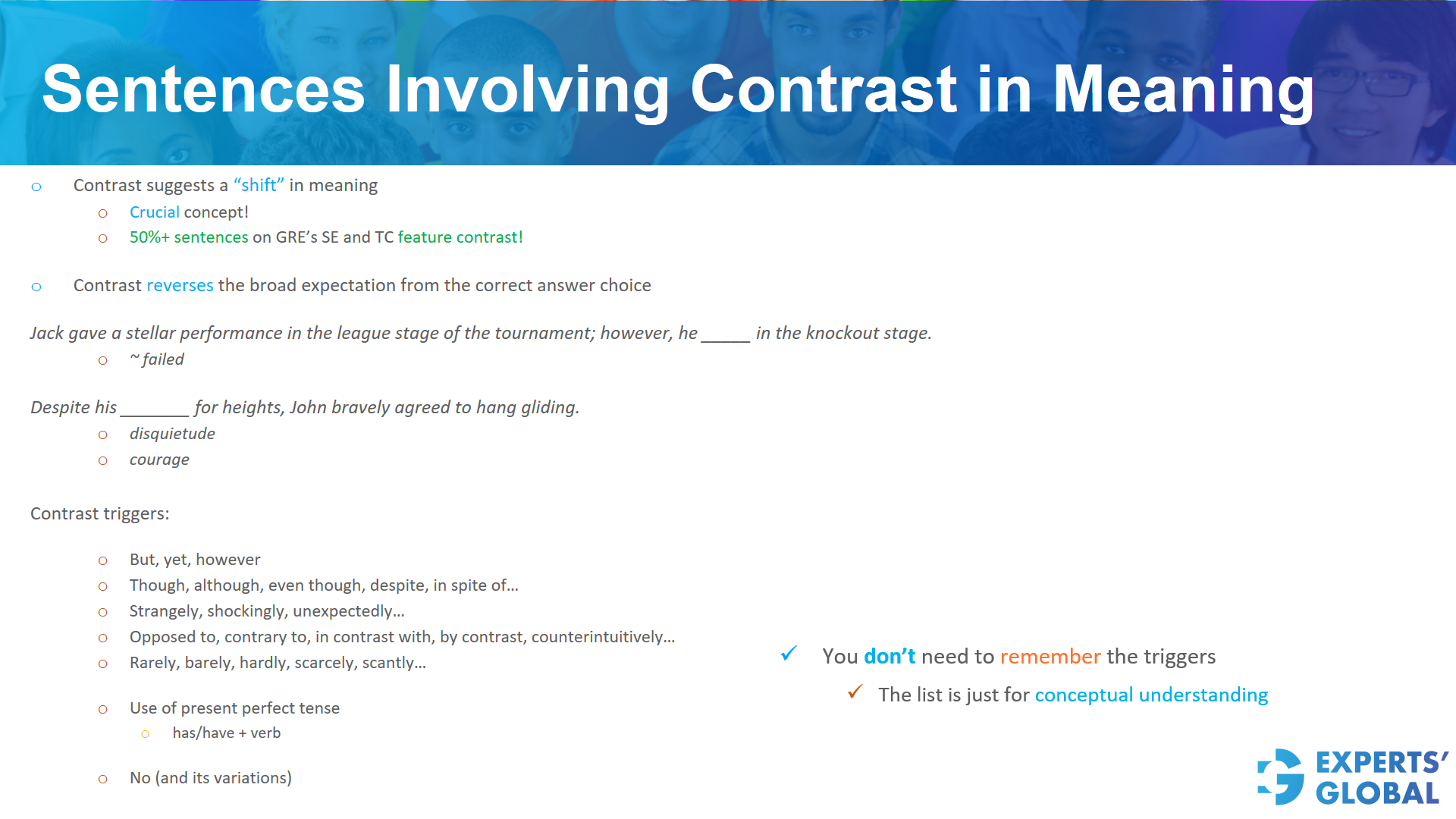 Sentences involving Contrast in meaning