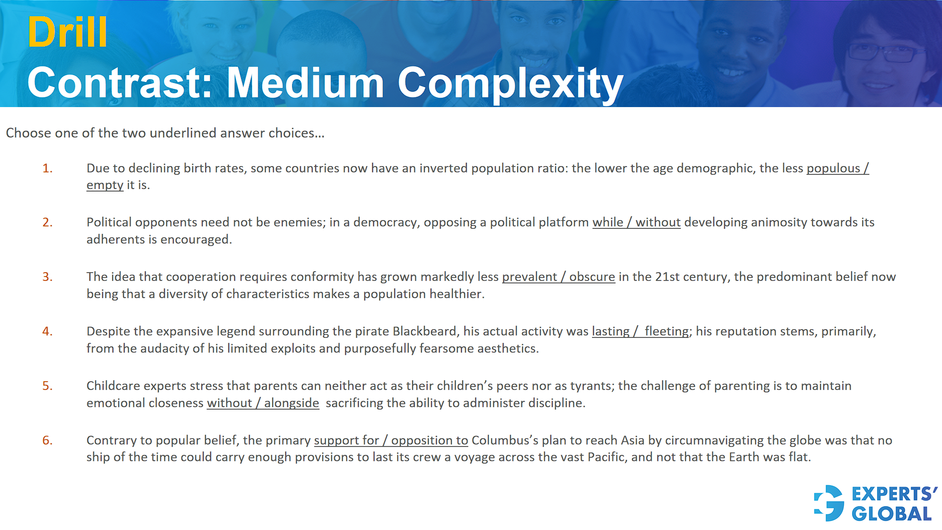 Drill contrast: medium complexity