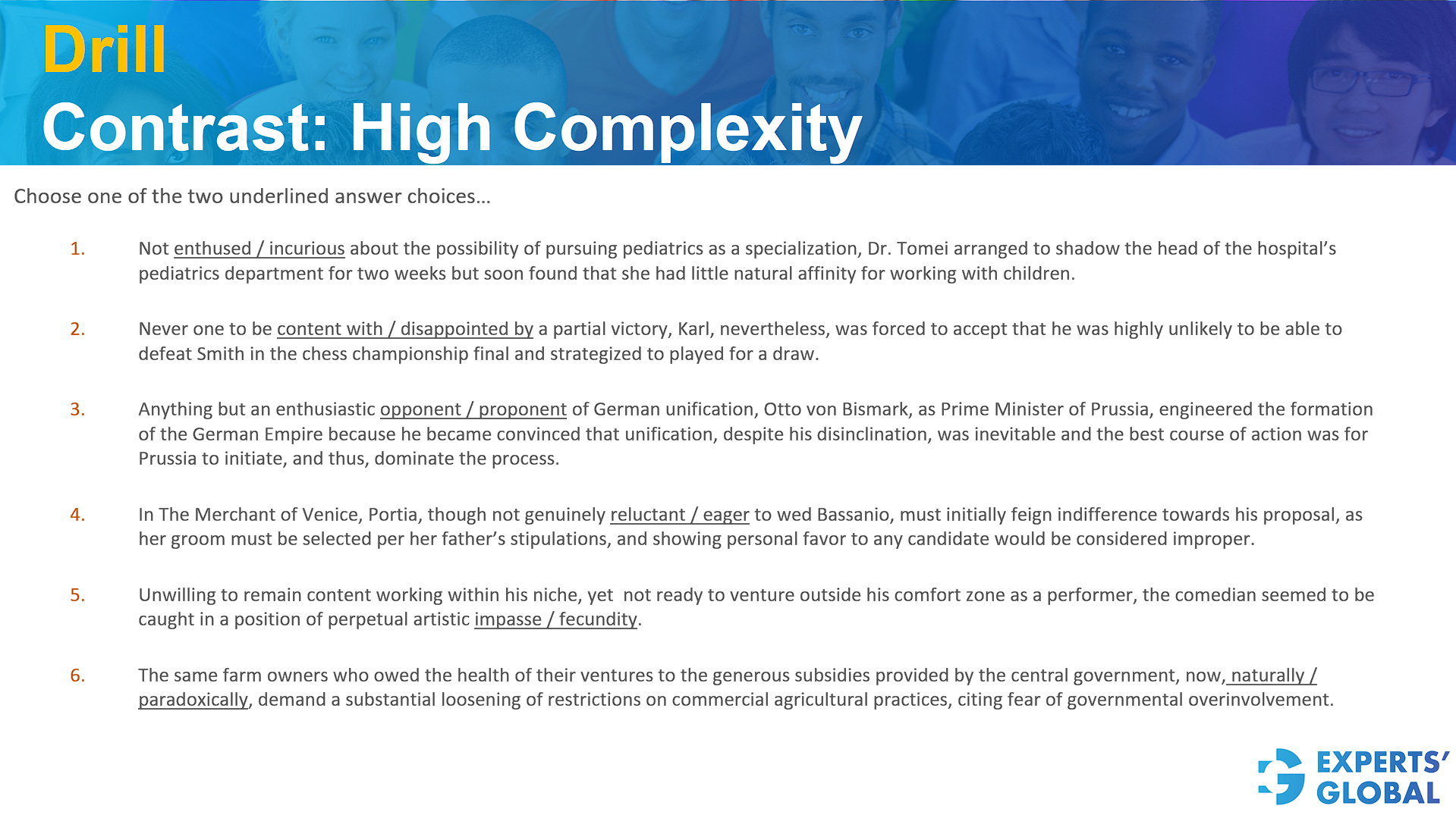 Drill contrast: high complexity 