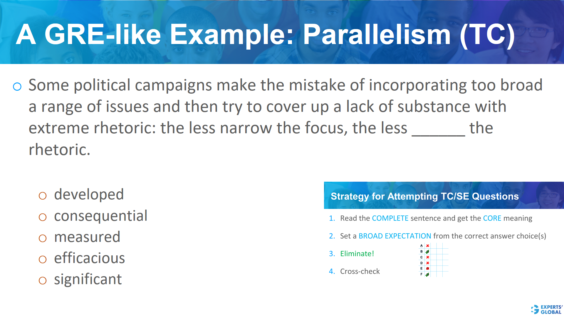 A GRE-like example: parallelism (TC)