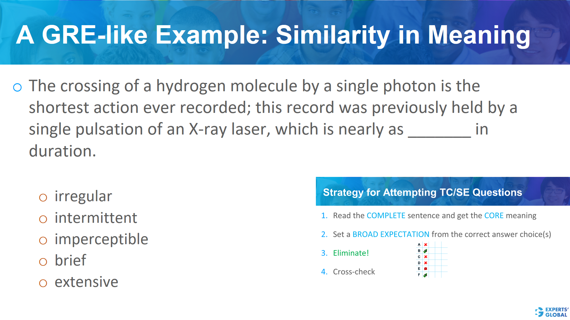 A GRE-like example: similarity in meaning 