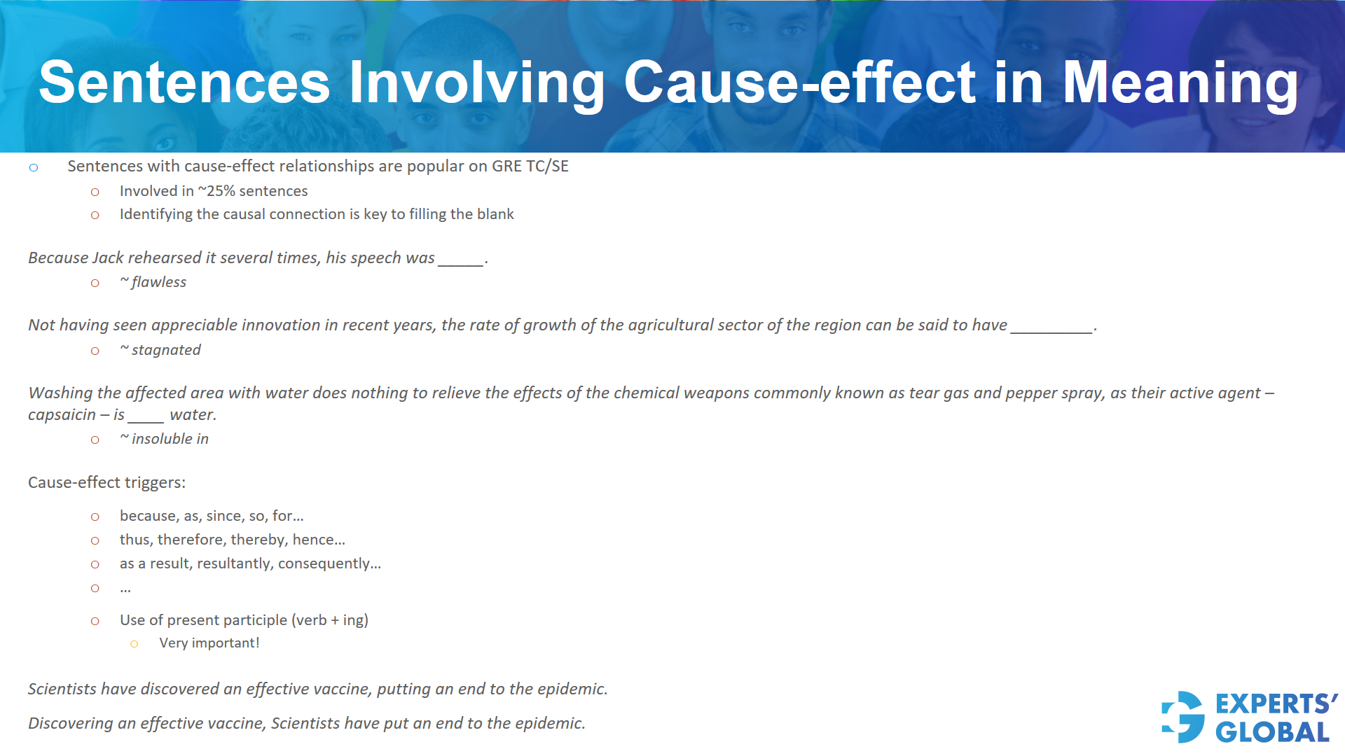 Sentences involving cause-effect in meaning 