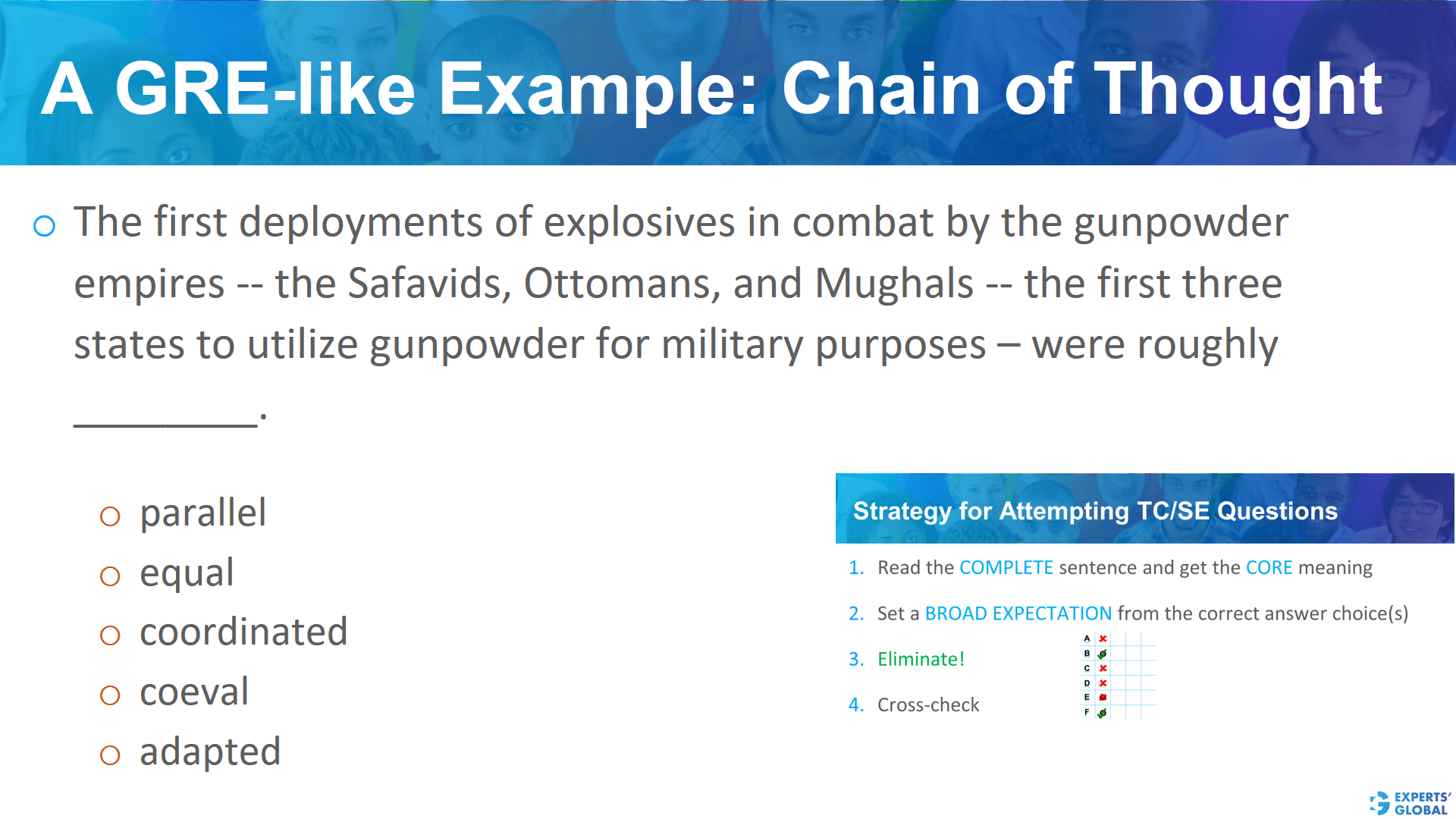 A GRE-like example: chain of thought