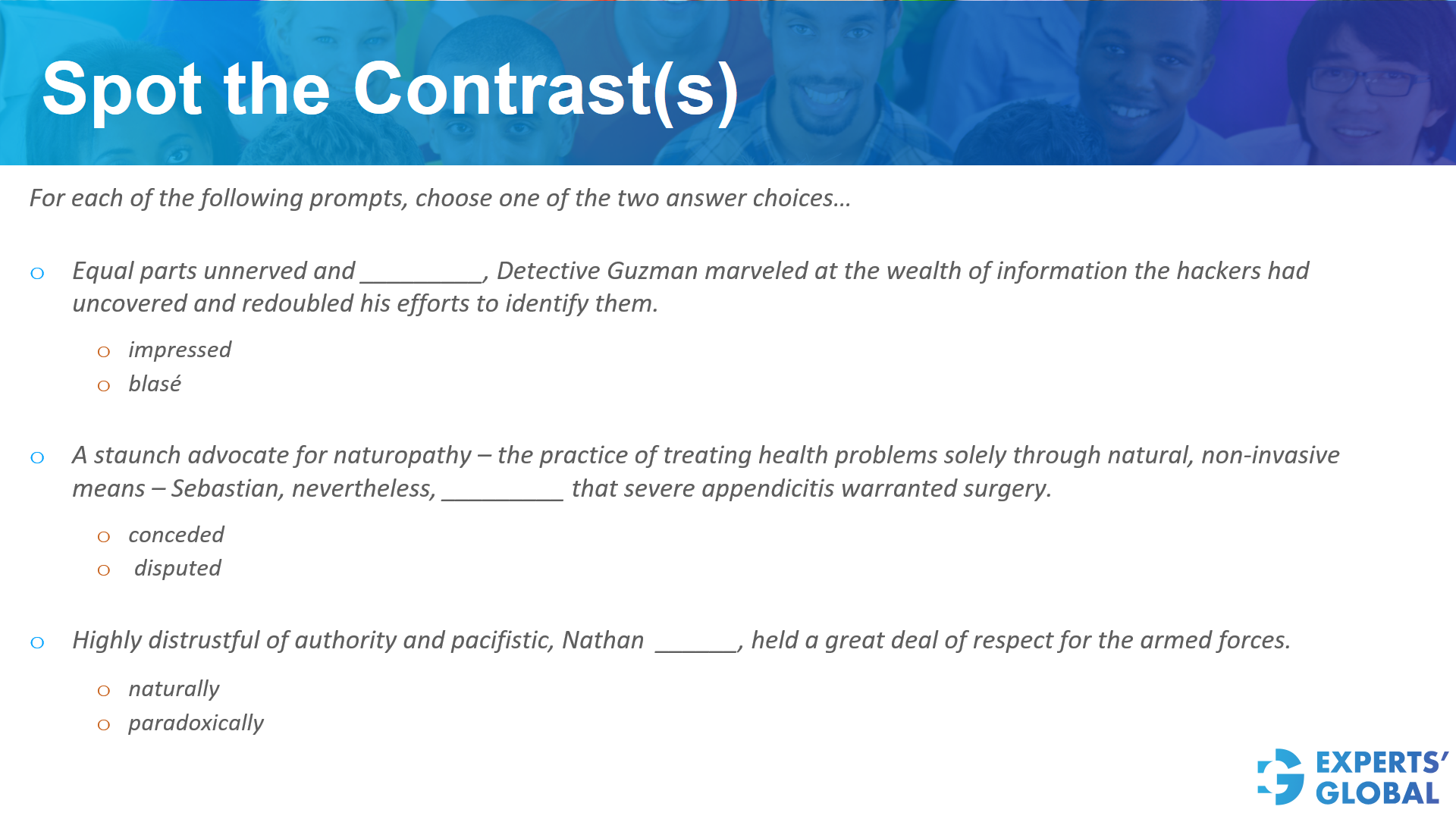 Spot the contrast(s)