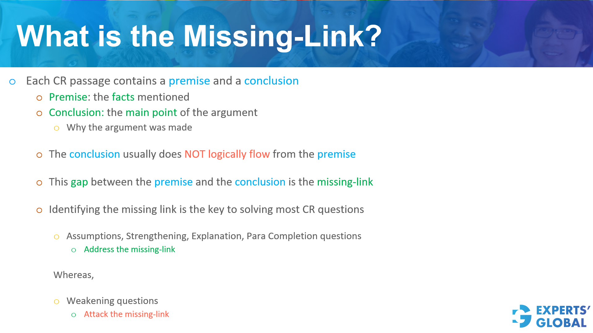 GRE CR Questions: Missing-Link Approach