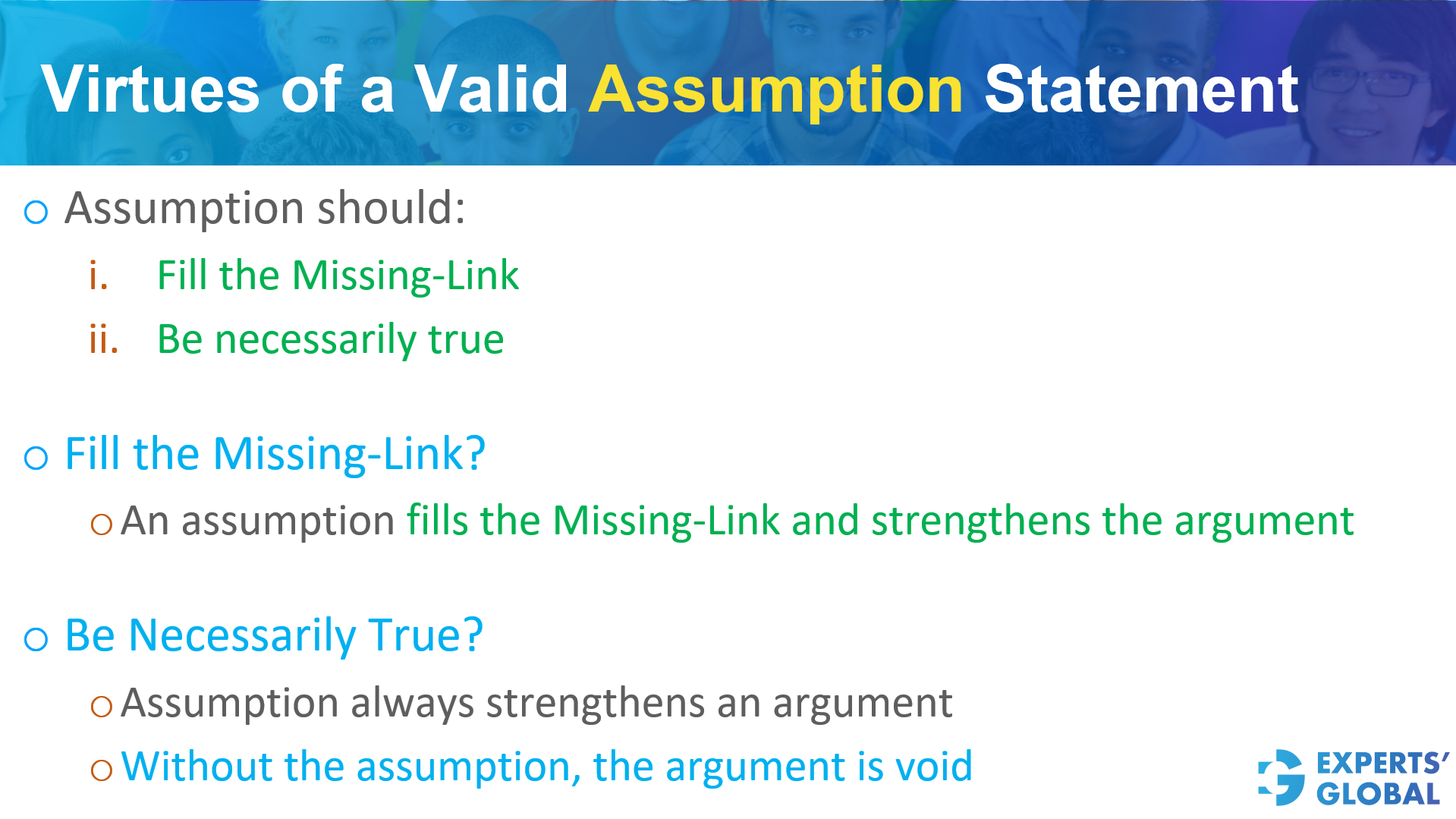 Virtues of a Valid Assumption Statement