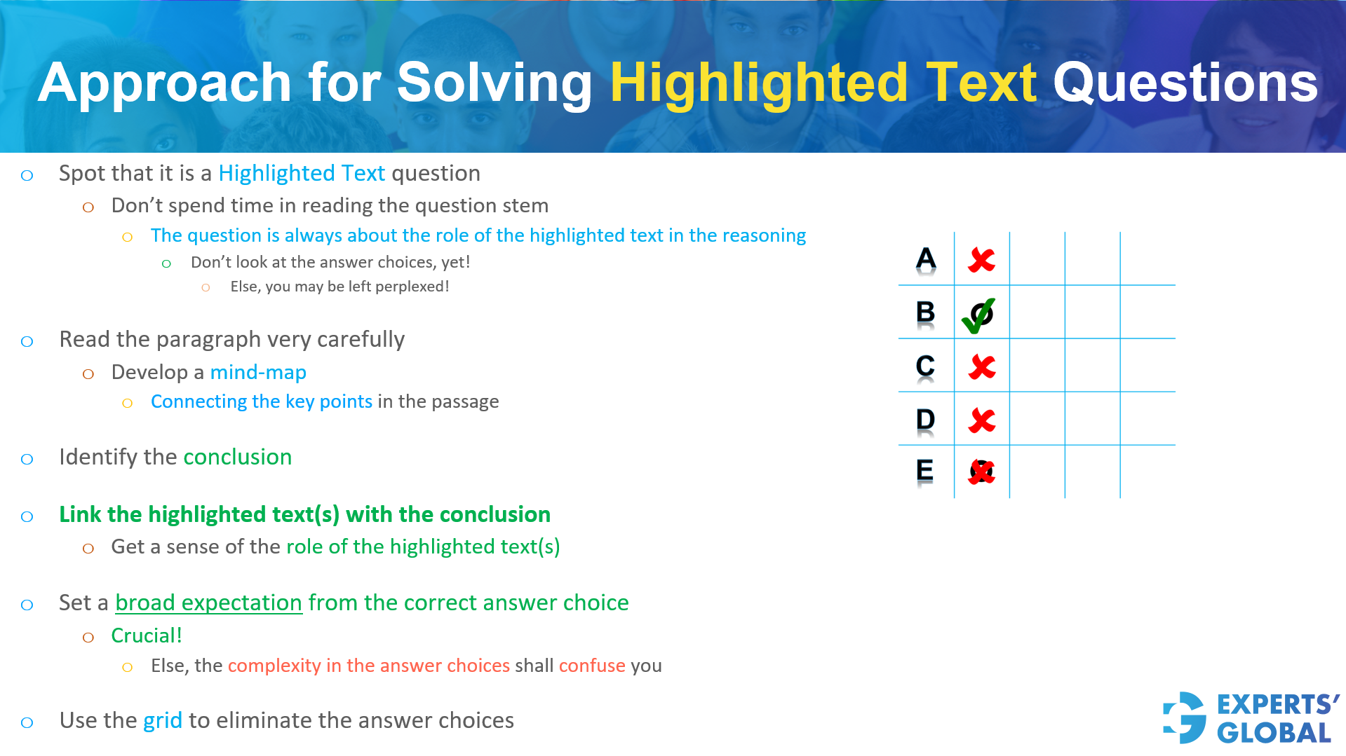 Approach for Solving Highlighted Text questions